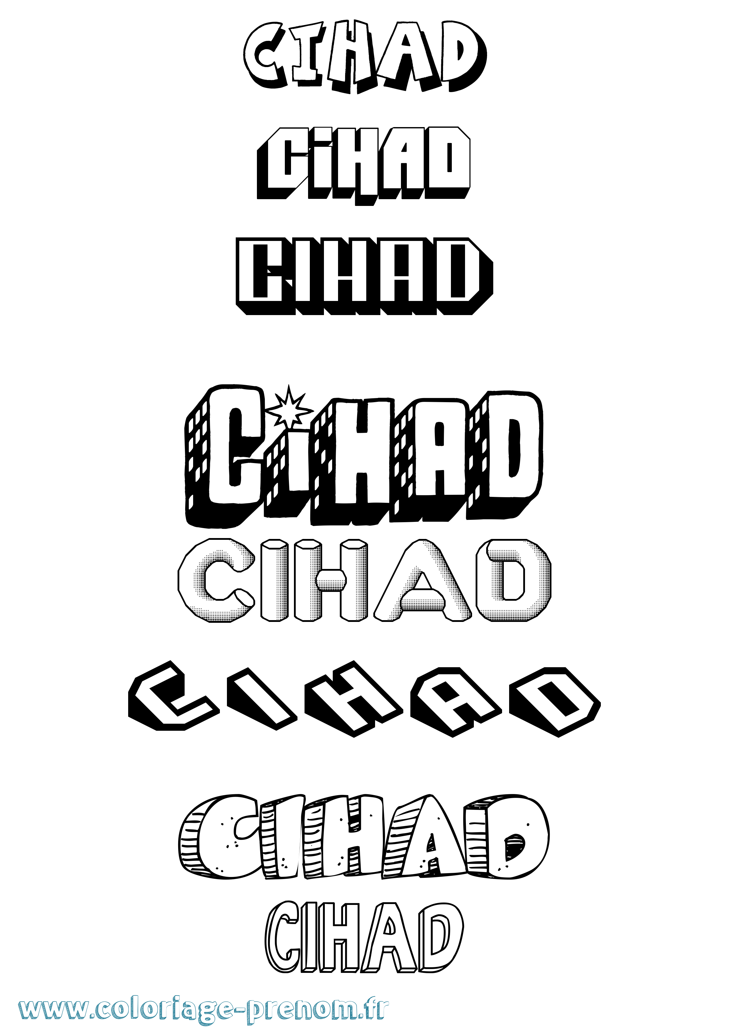 Coloriage Cihad Effet 3D Coloriage prénom Cihad Effet 3D