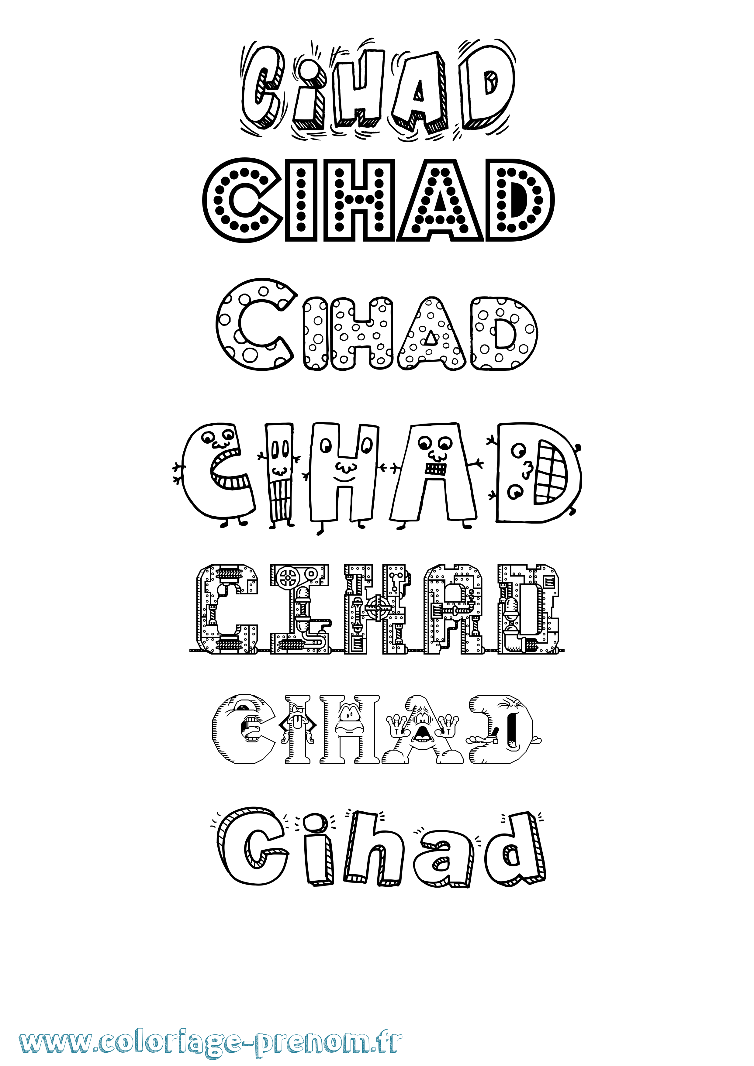 Coloriage Cihad Fun Coloriage prénom Cihad Fun