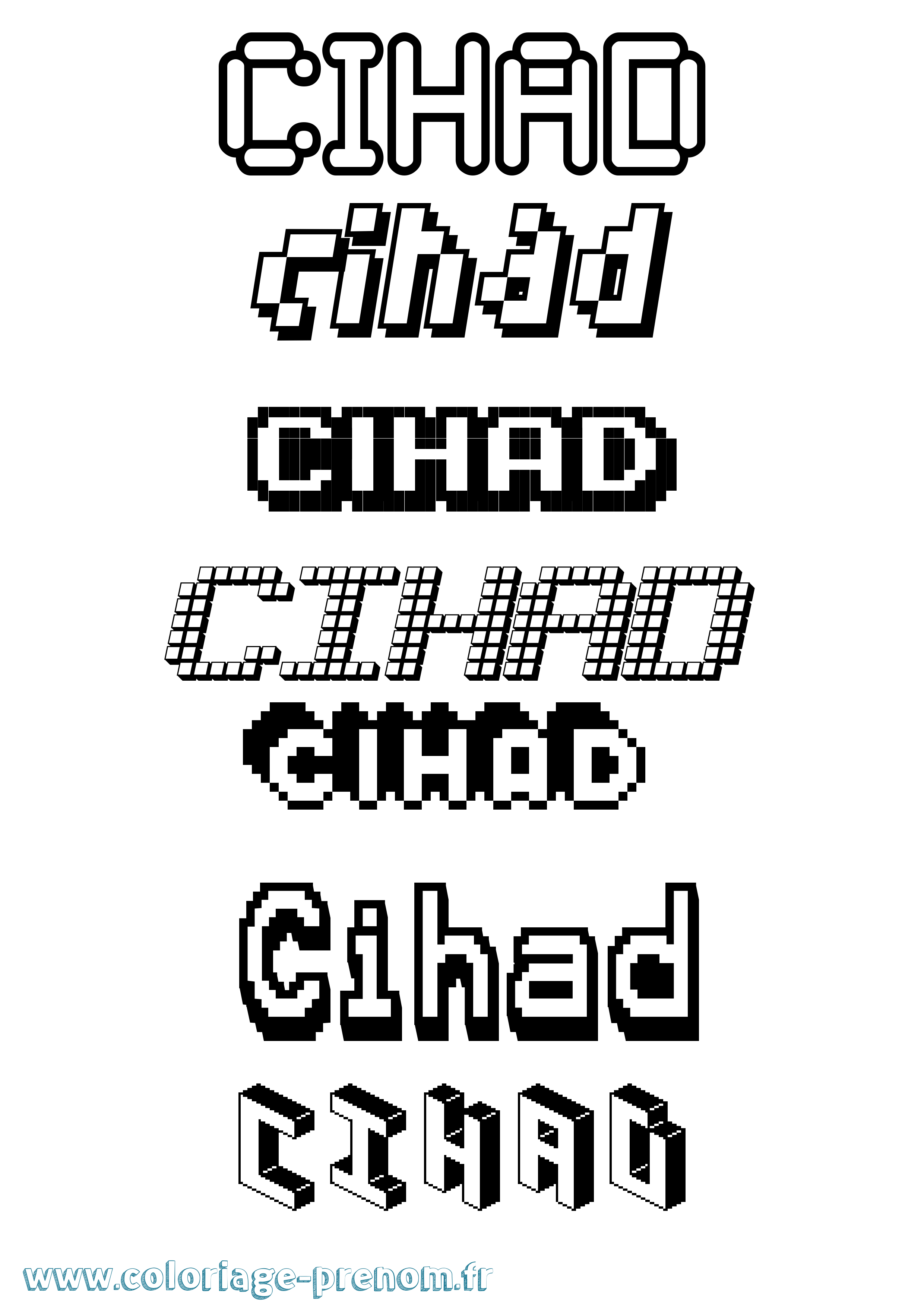 Coloriage Cihad Pixel Coloriage prénom Cihad Pixel