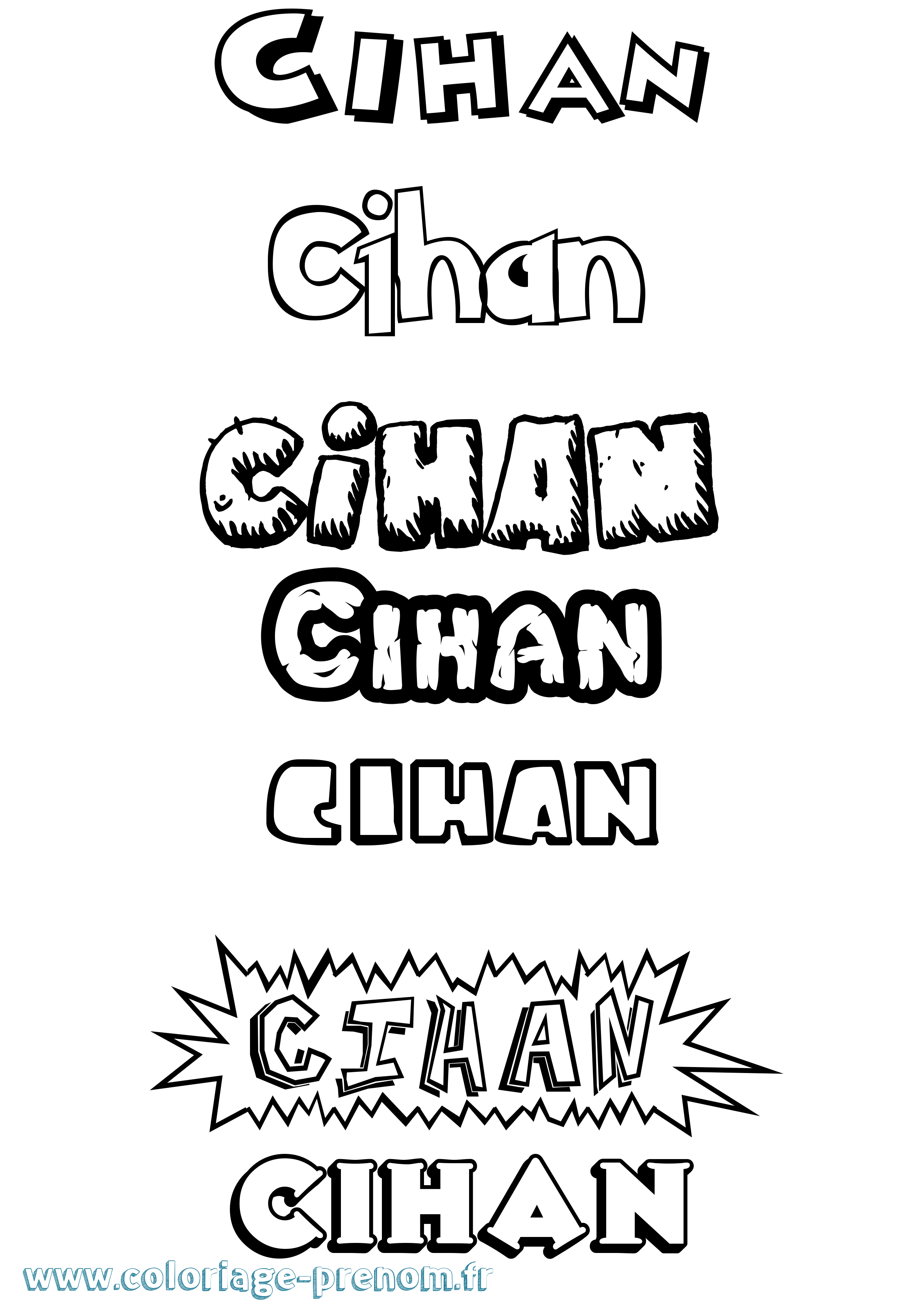 Coloriage Cihan Dessin Animé Coloriage prénom Cihan Dessin Animé