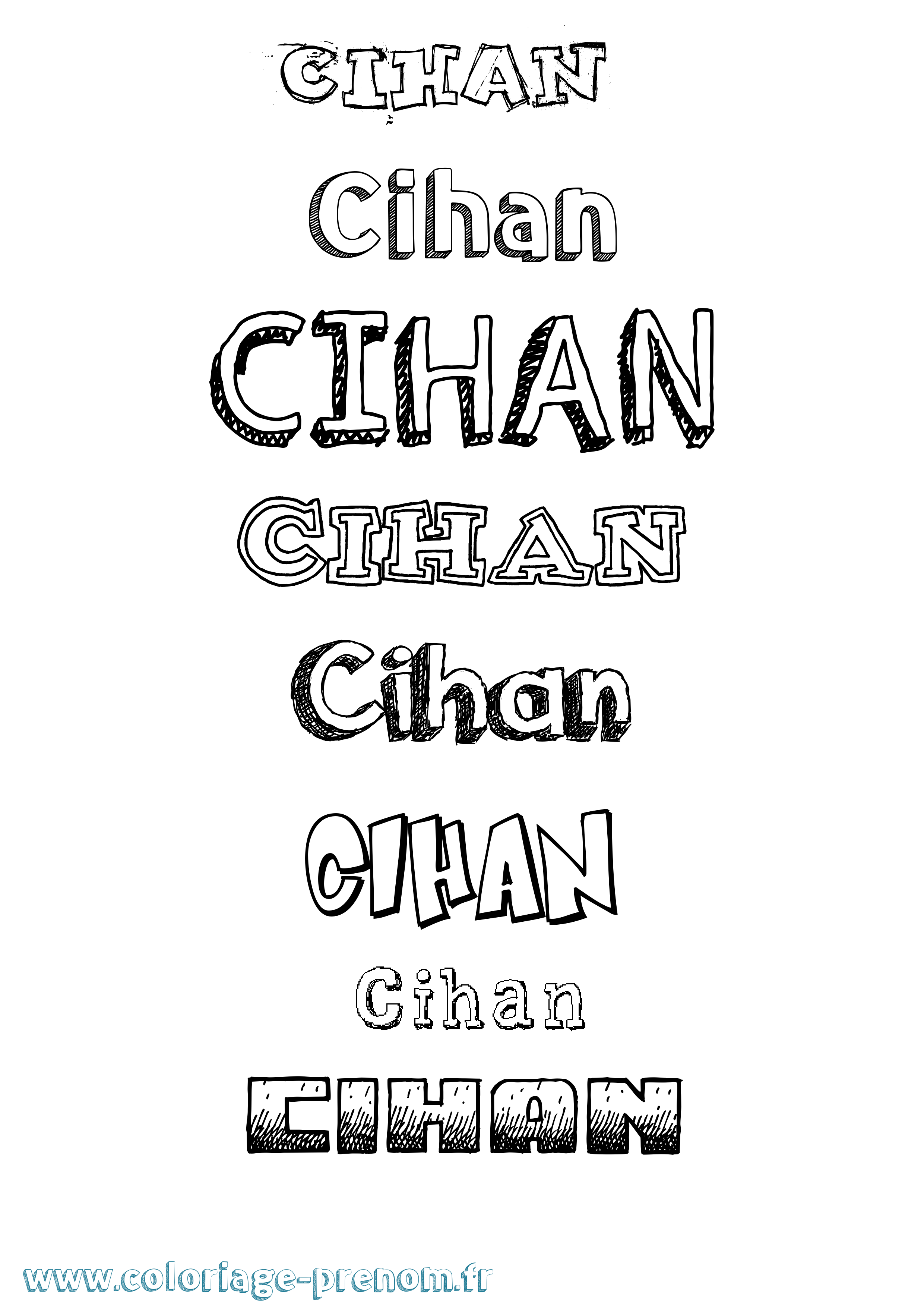 Coloriage Cihan Dessiné Coloriage prénom Cihan Dessiné
