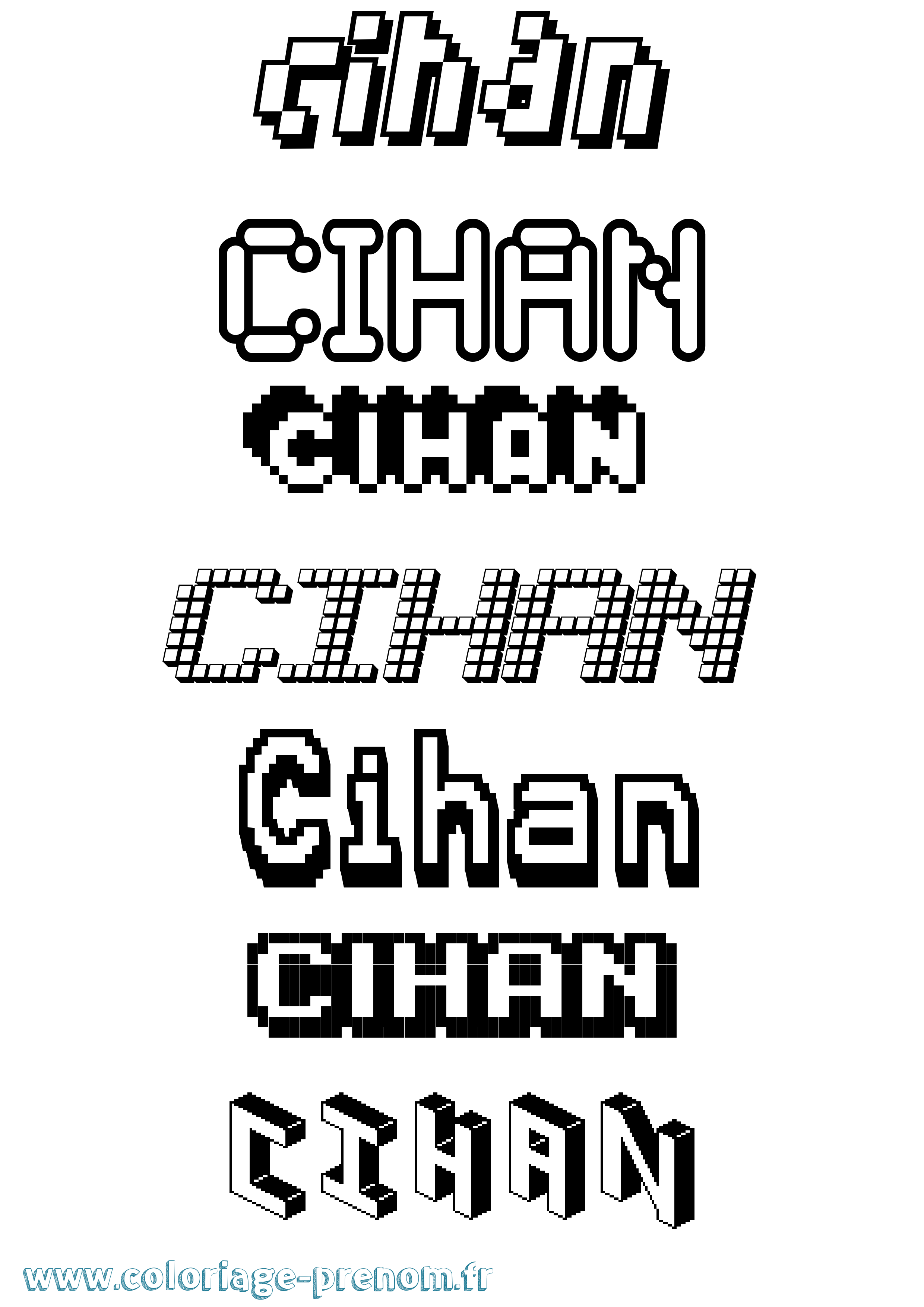 Coloriage Cihan Pixel Coloriage prénom Cihan Pixel
