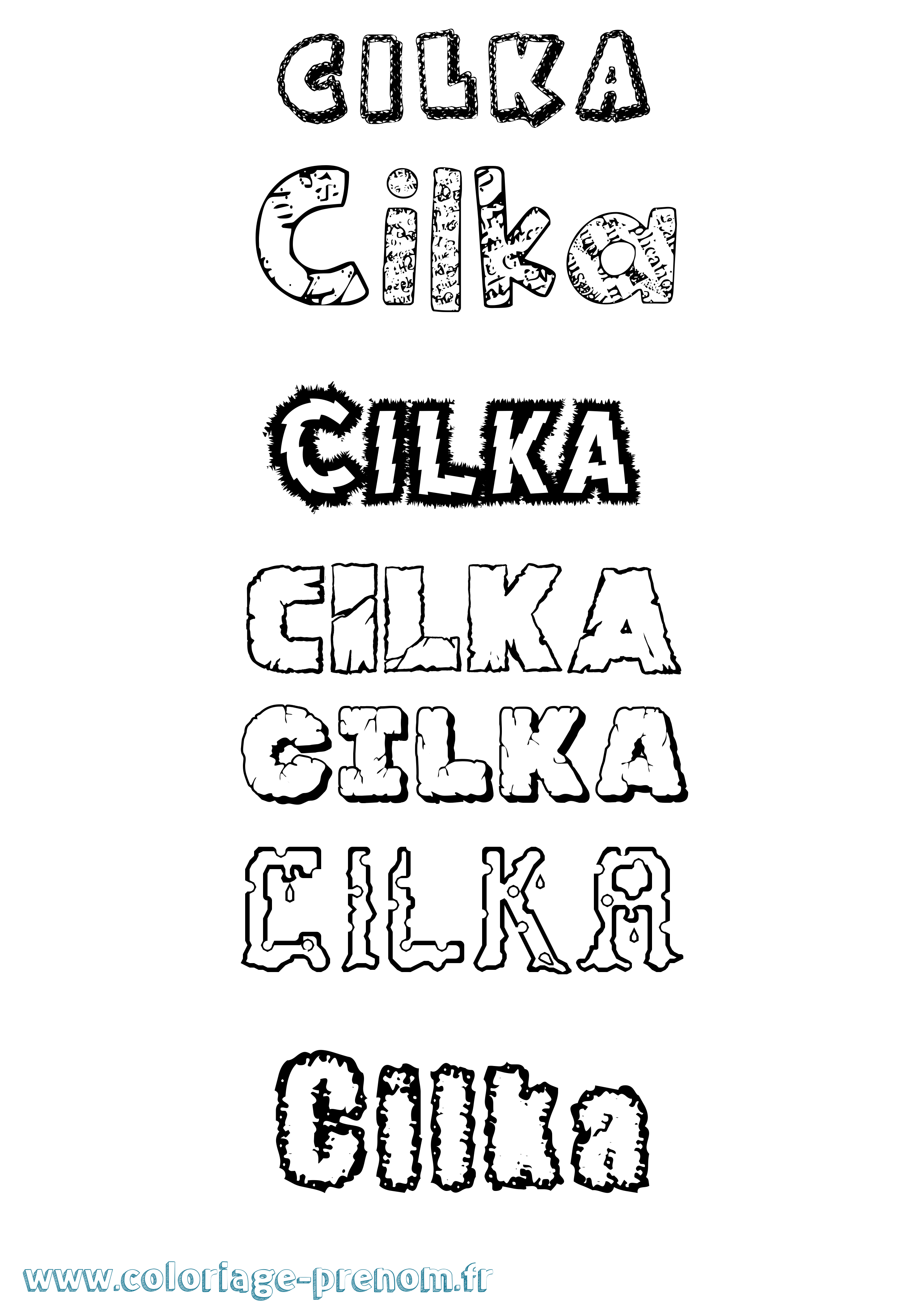 Coloriage Cilka Destructuré Coloriage prénom Cilka Destructuré