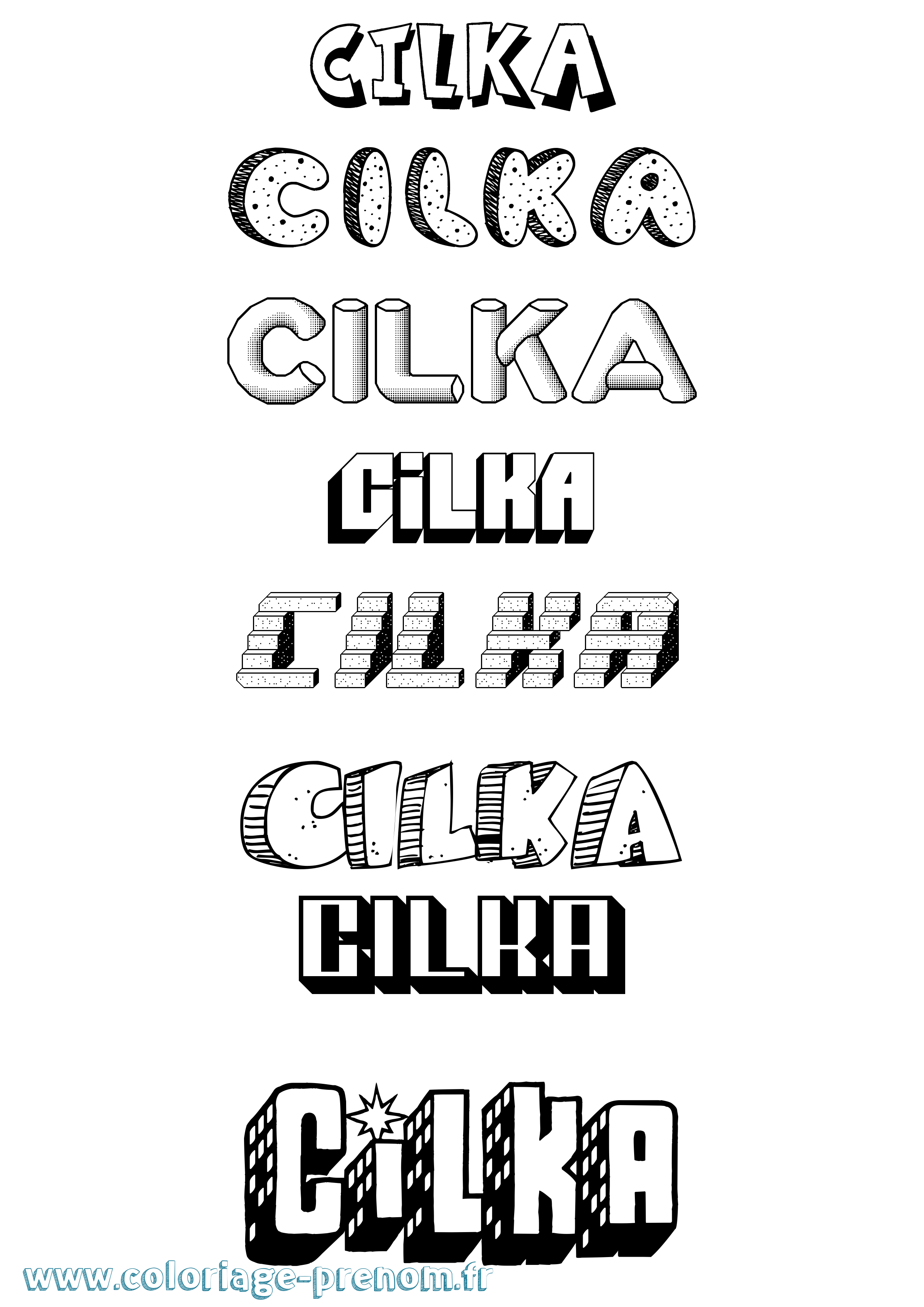 Coloriage Cilka Effet 3D Coloriage prénom Cilka Effet 3D
