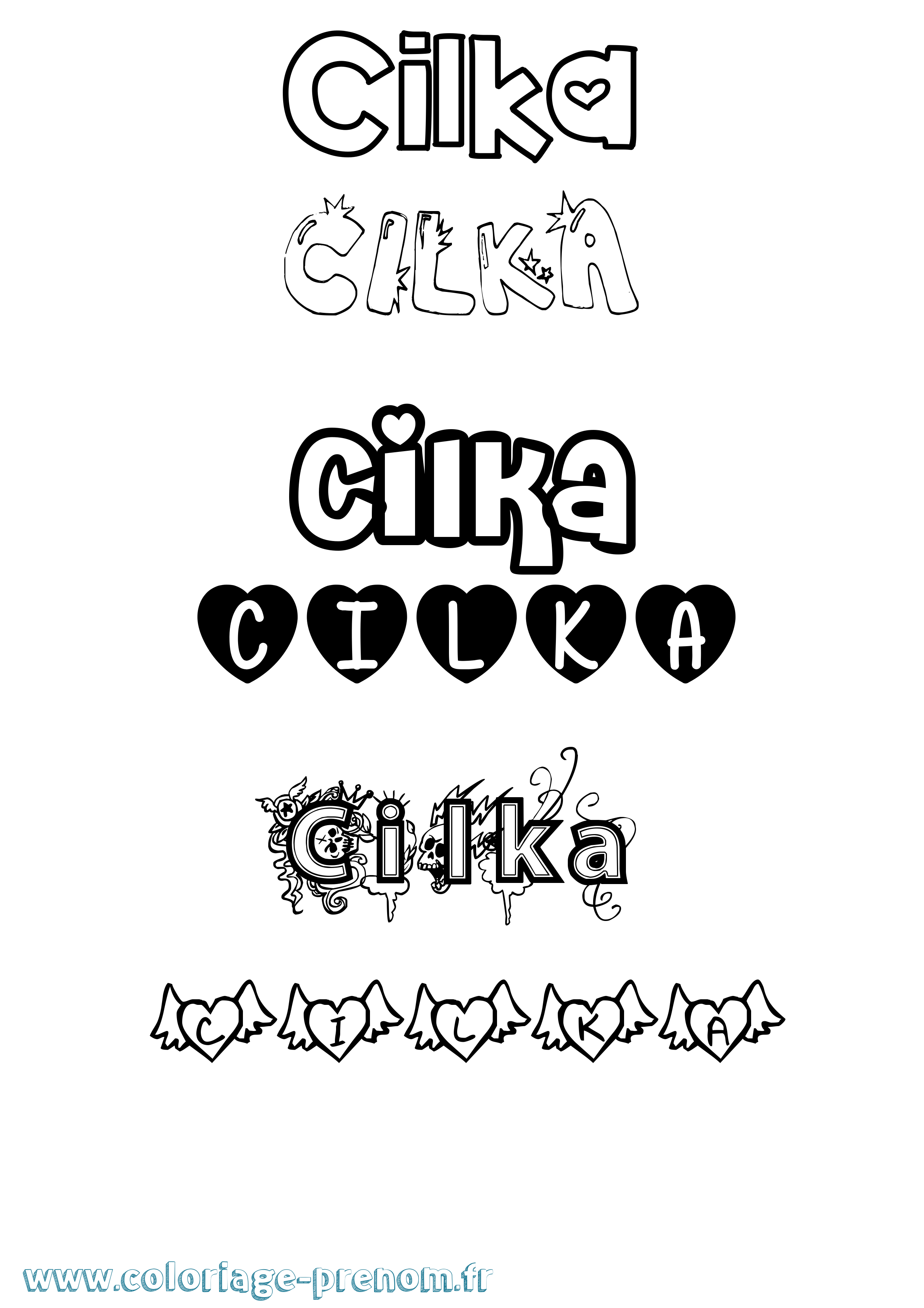 Coloriage Cilka Girly Coloriage prénom Cilka Girly