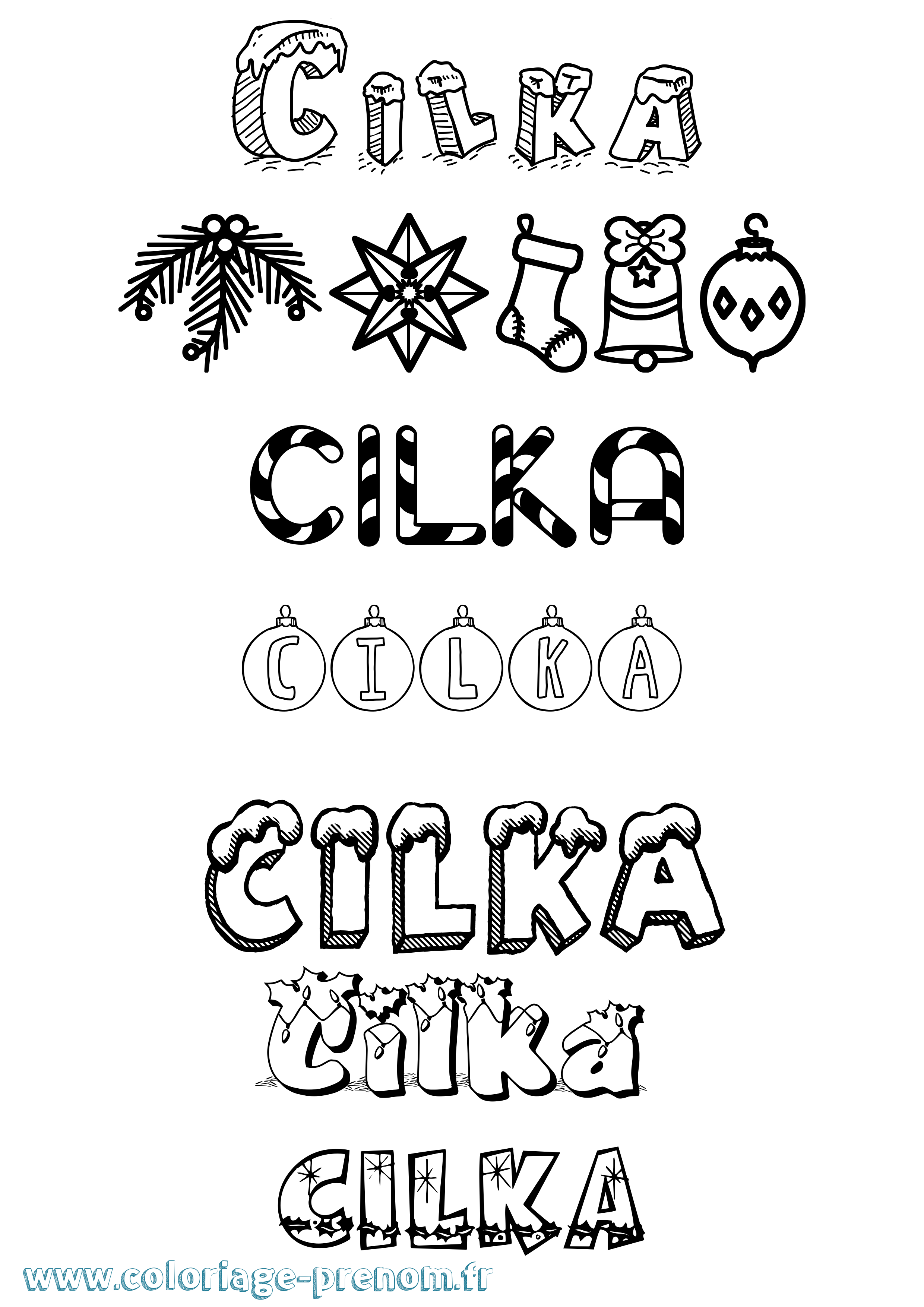 Coloriage Cilka Noël Coloriage prénom Cilka Noël