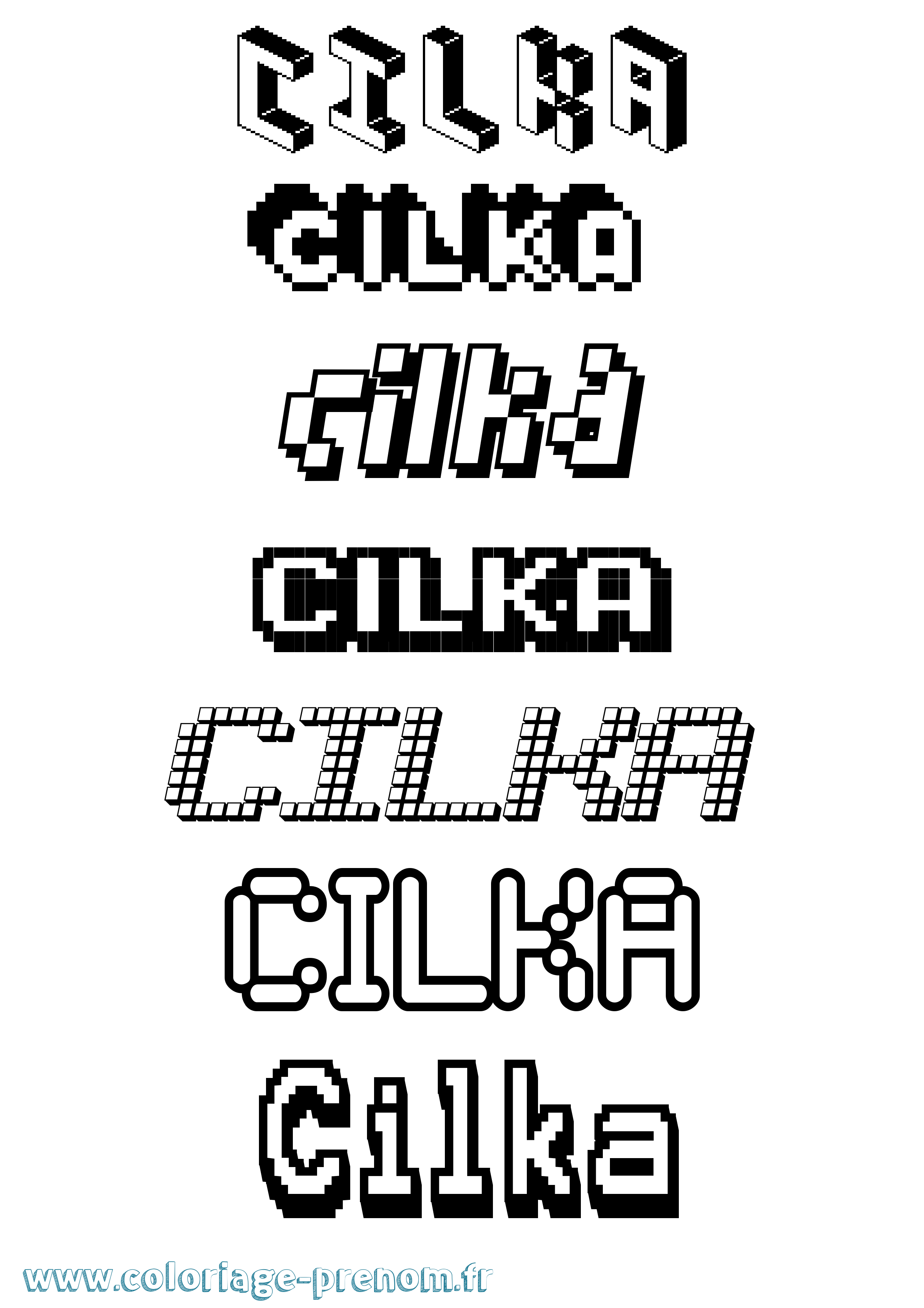 Coloriage Cilka Pixel Coloriage prénom Cilka Pixel