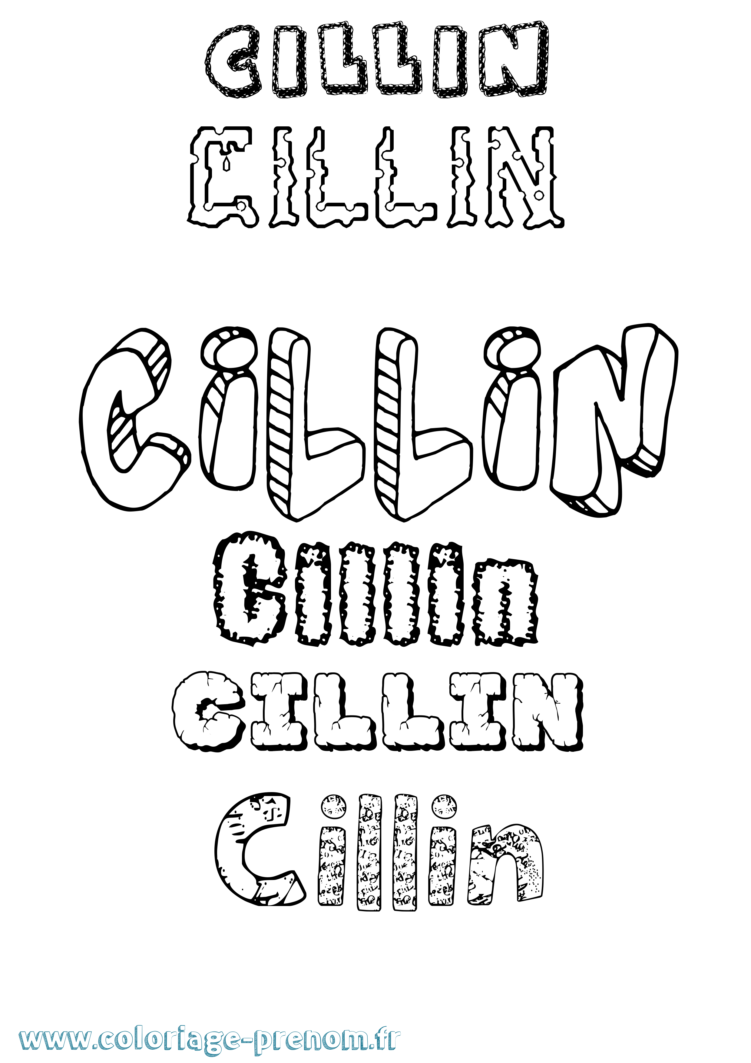 Coloriage Cillín Destructuré Coloriage prénom Cillín Destructuré