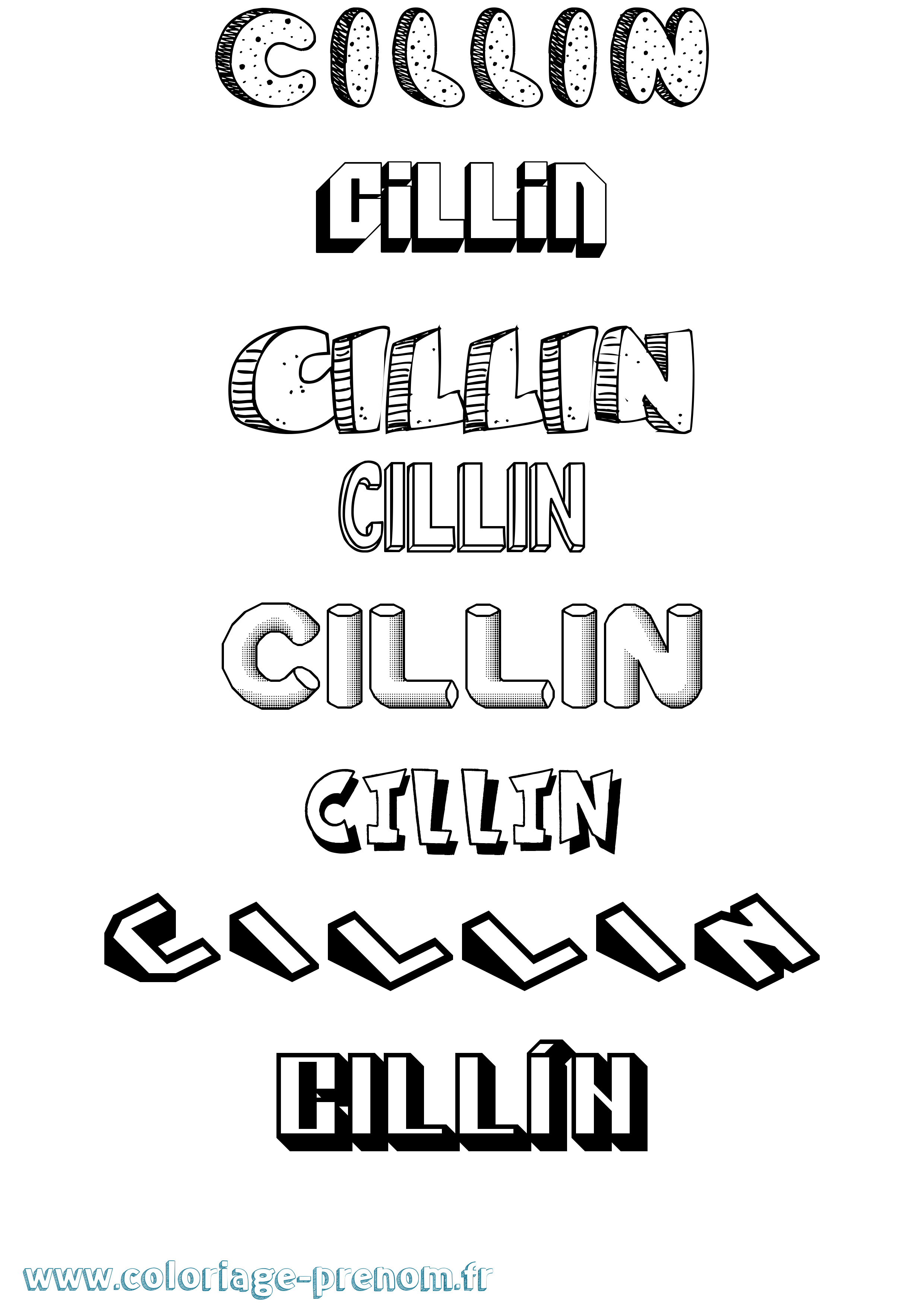 Coloriage Cillín Effet 3D Coloriage prénom Cillín Effet 3D