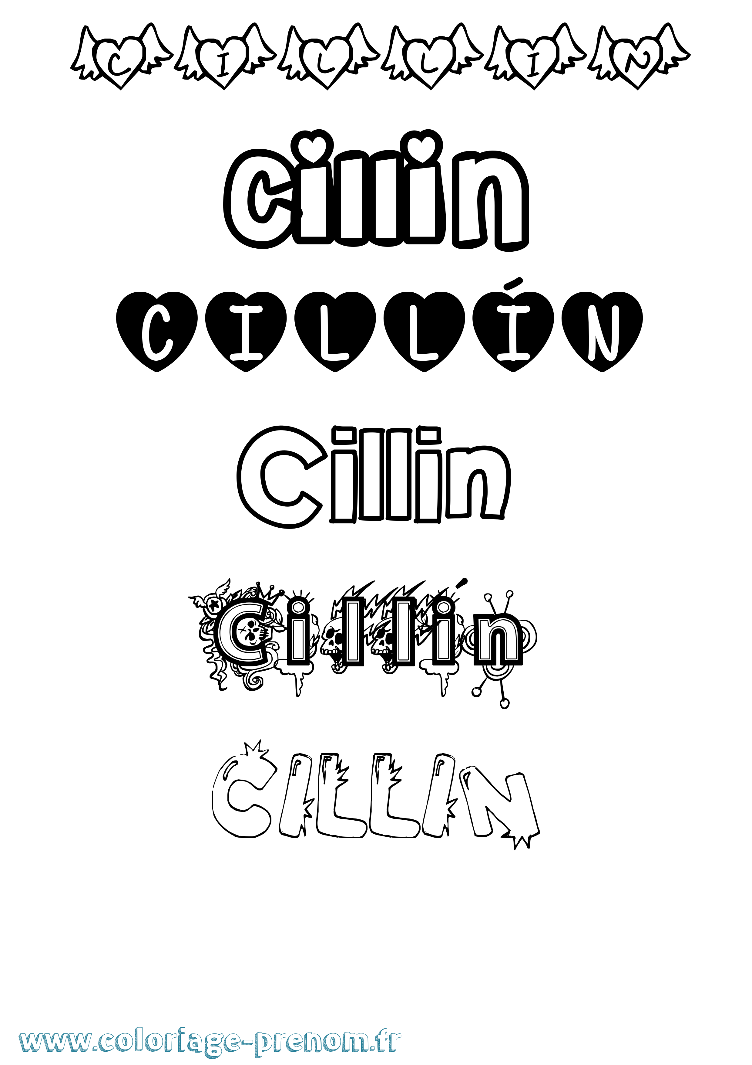 Coloriage Cillín Girly Coloriage prénom Cillín Girly