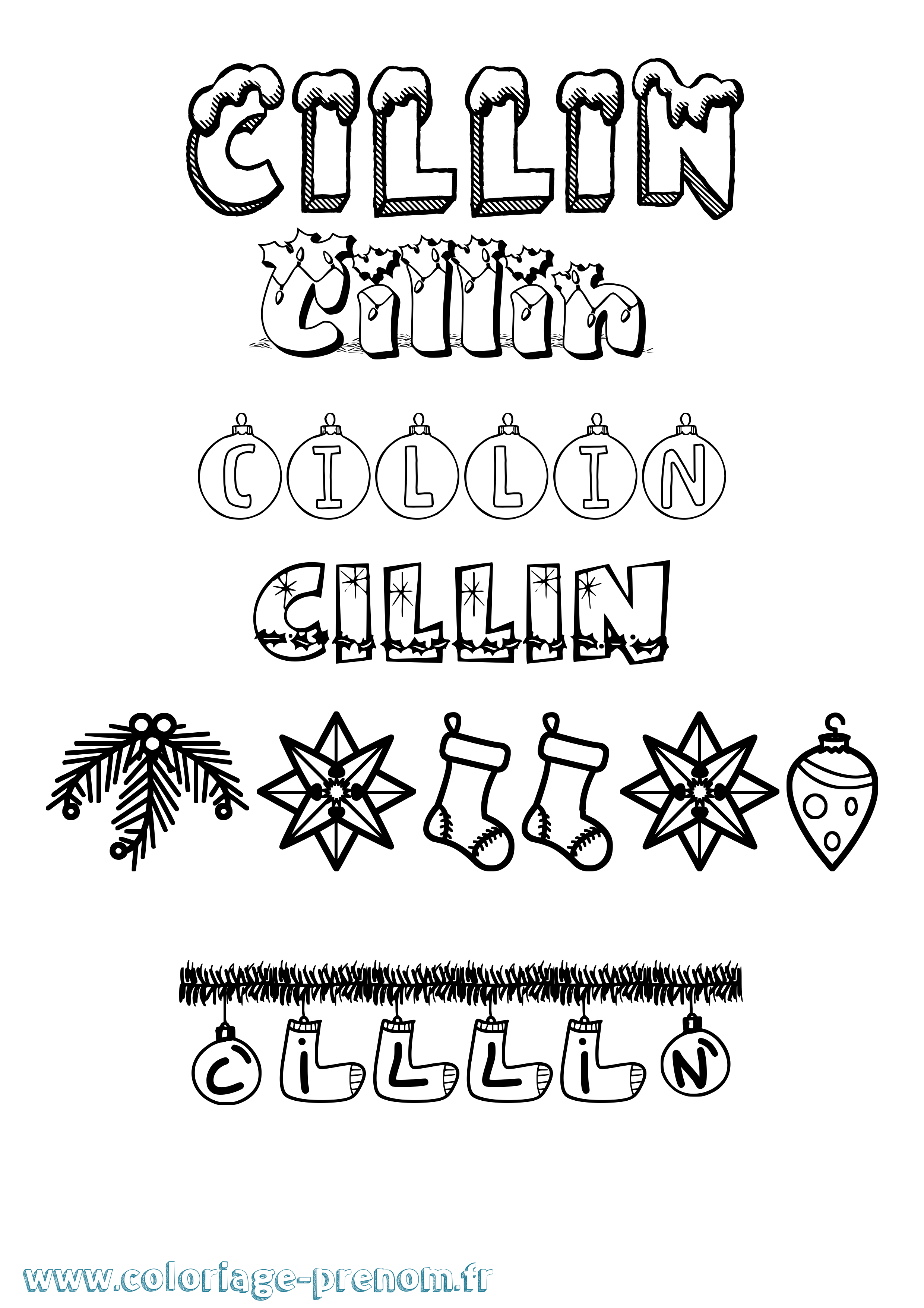 Coloriage Cillín Noël Coloriage prénom Cillín Noël