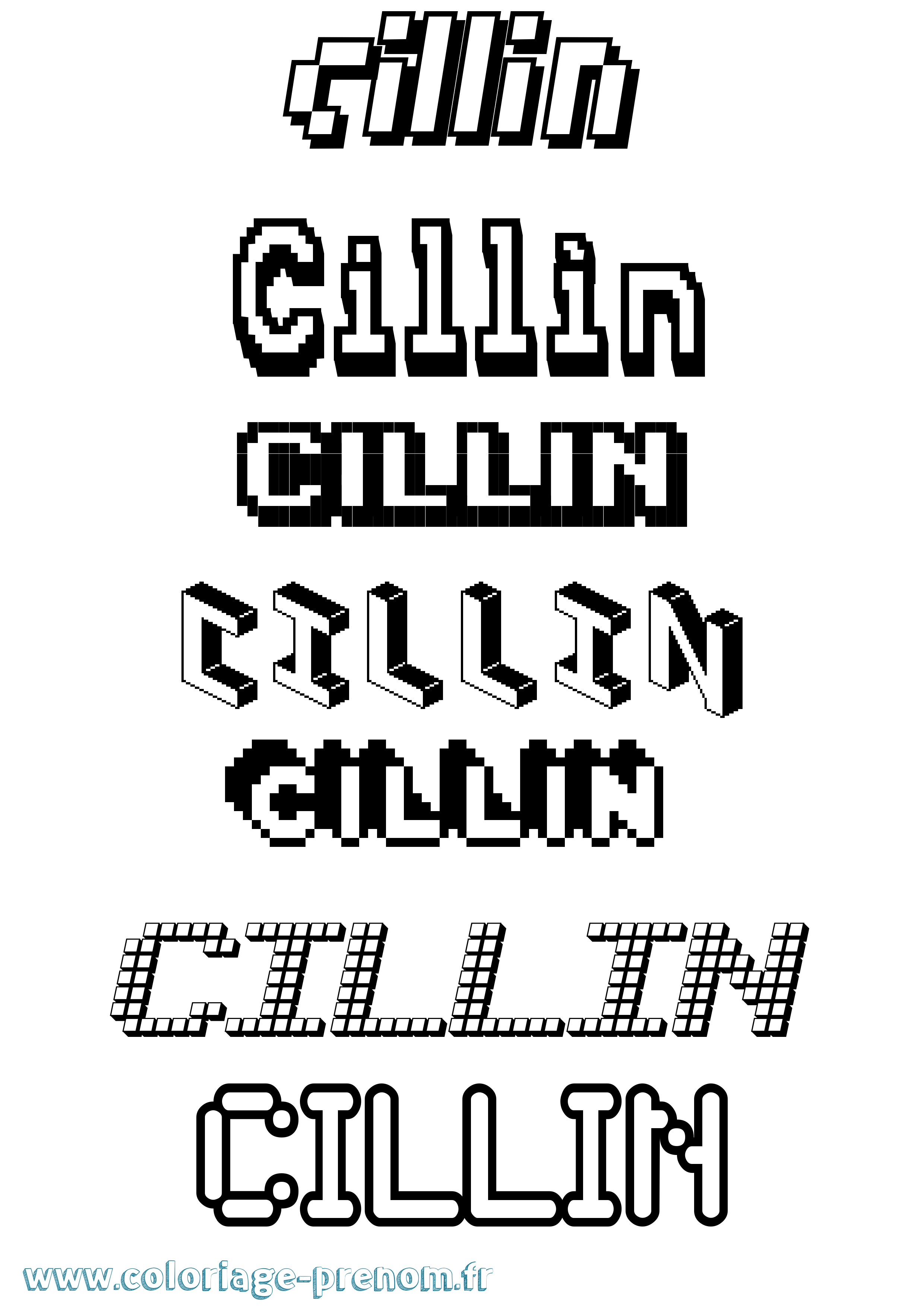 Coloriage Cillín Pixel Coloriage prénom Cillín Pixel