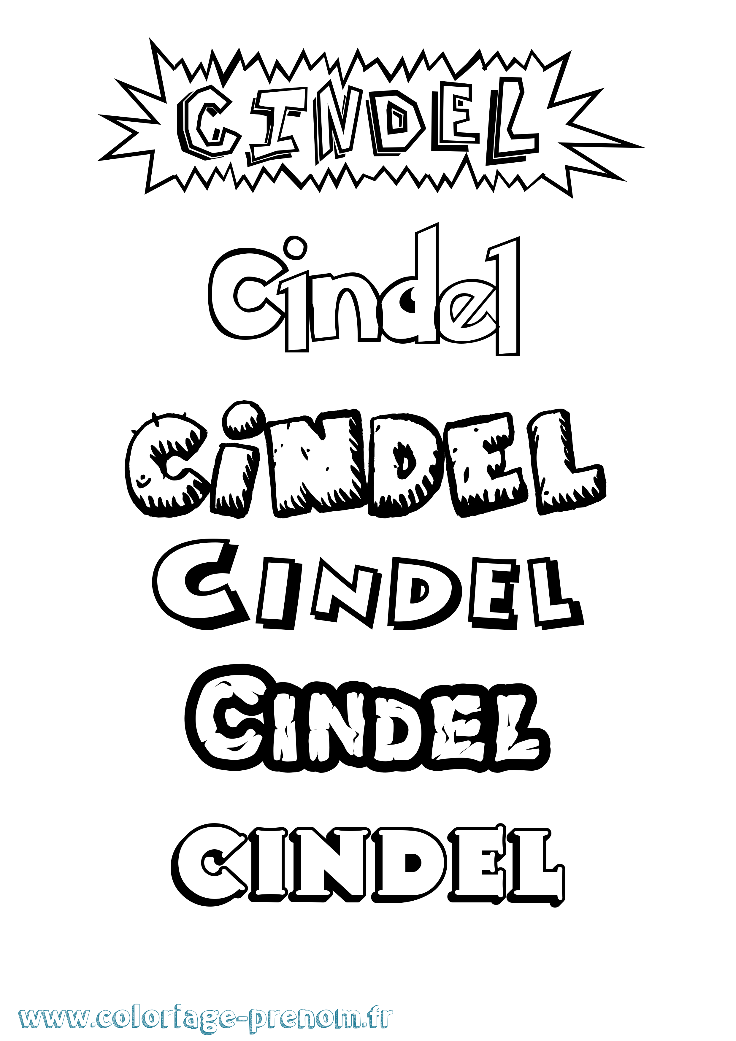 Coloriage Cindel Dessin Animé Coloriage prénom Cindel Dessin Animé
