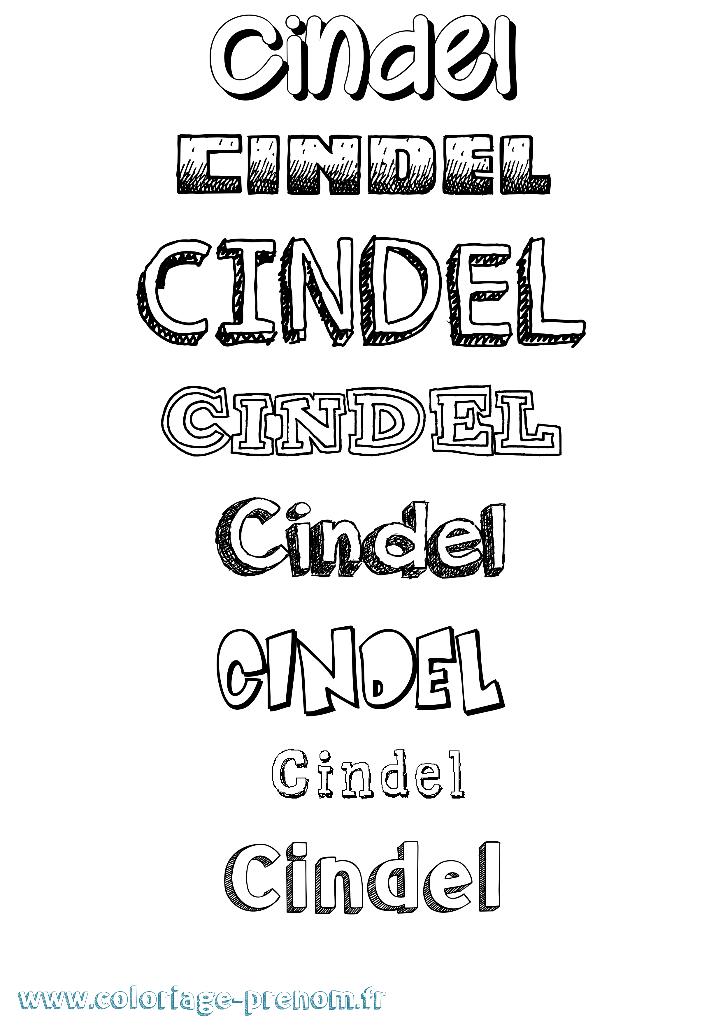 Coloriage Cindel Dessiné Coloriage prénom Cindel Dessiné