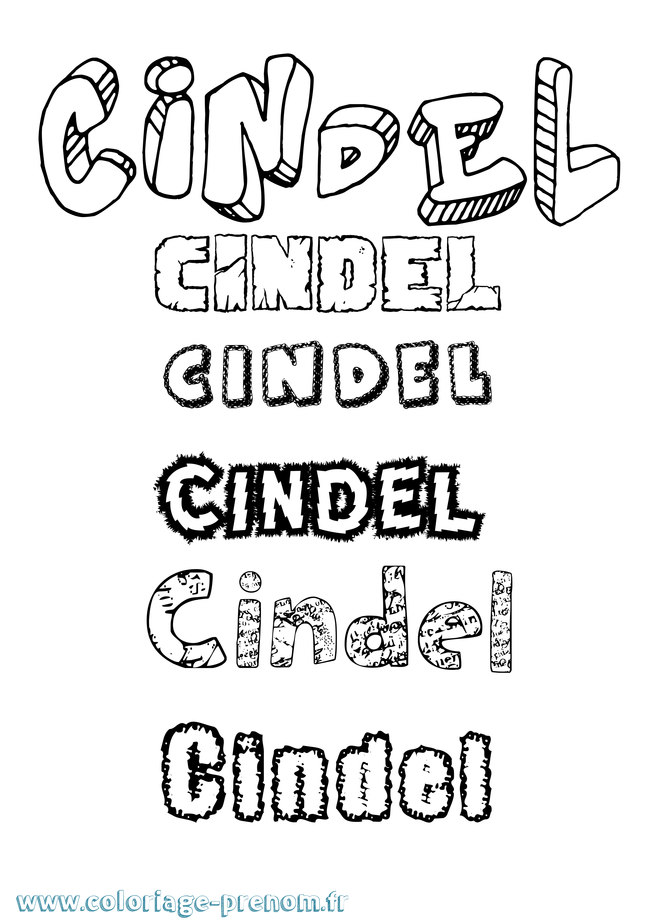 Coloriage Cindel Destructuré Coloriage prénom Cindel Destructuré