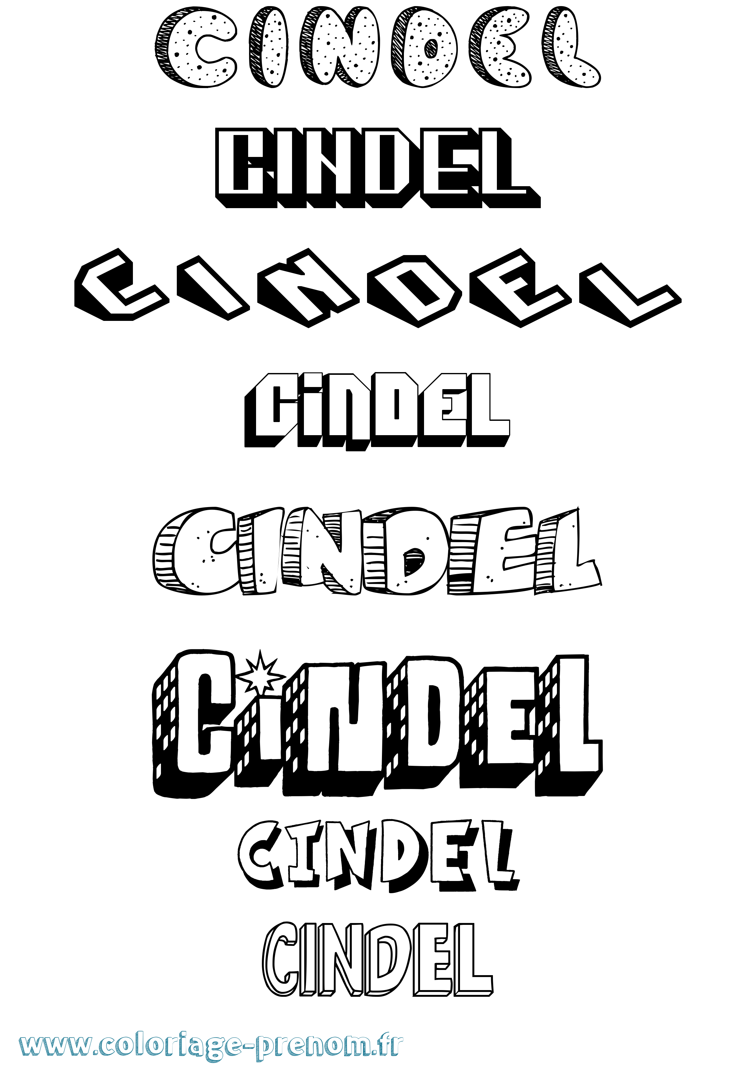 Coloriage Cindel Effet 3D Coloriage prénom Cindel Effet 3D