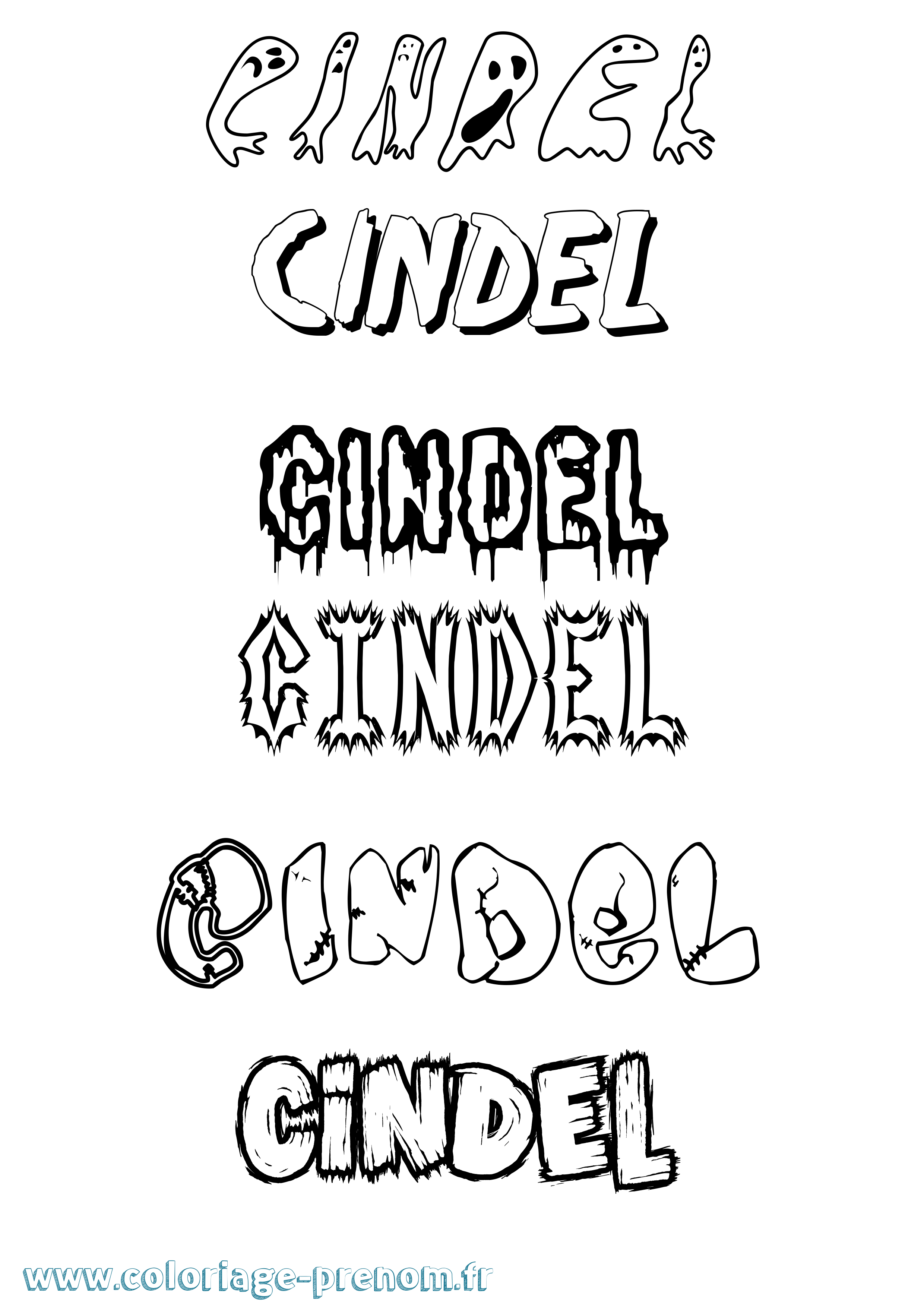 Coloriage Cindel Frisson Coloriage prénom Cindel Frisson