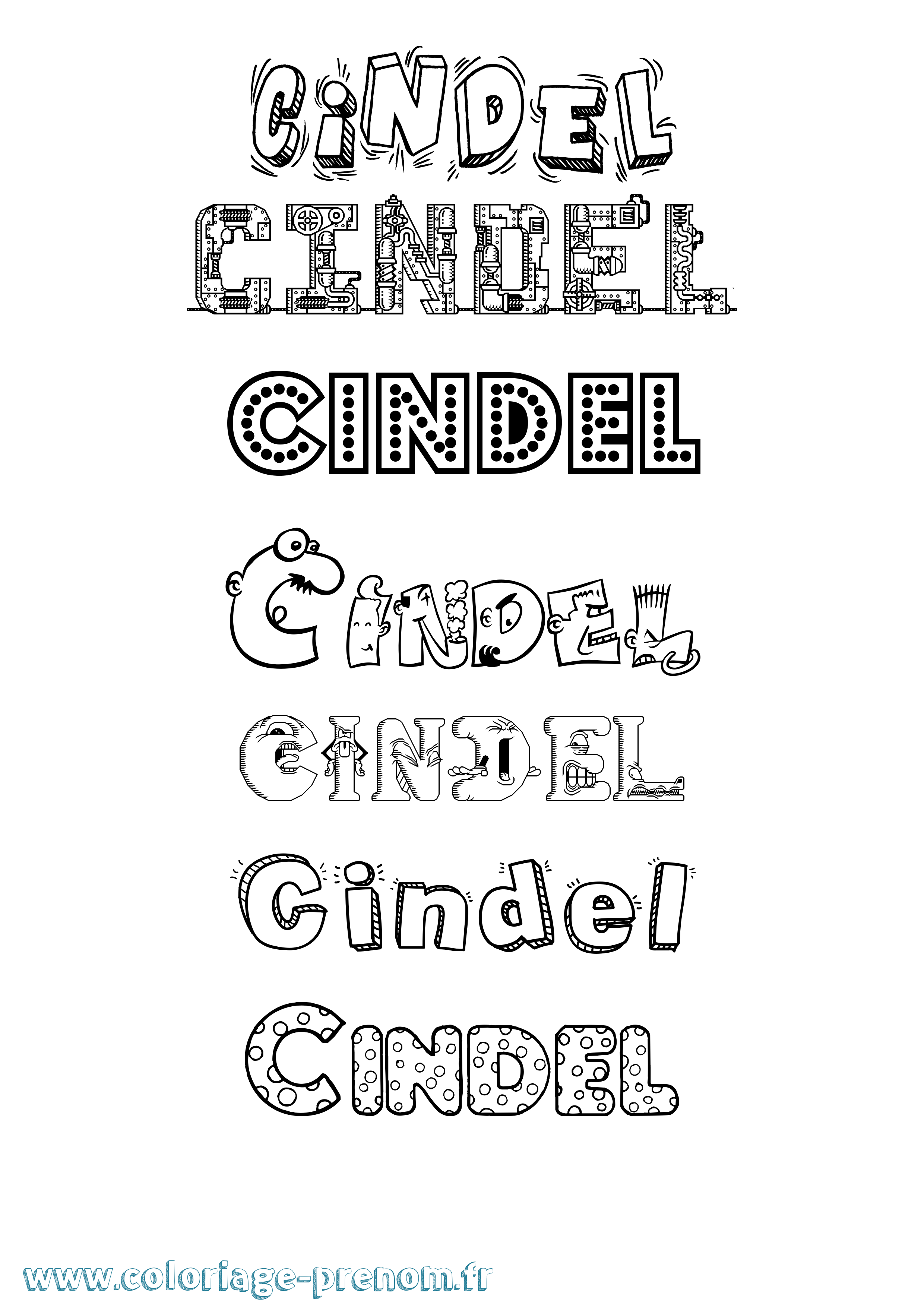 Coloriage Cindel Fun Coloriage prénom Cindel Fun