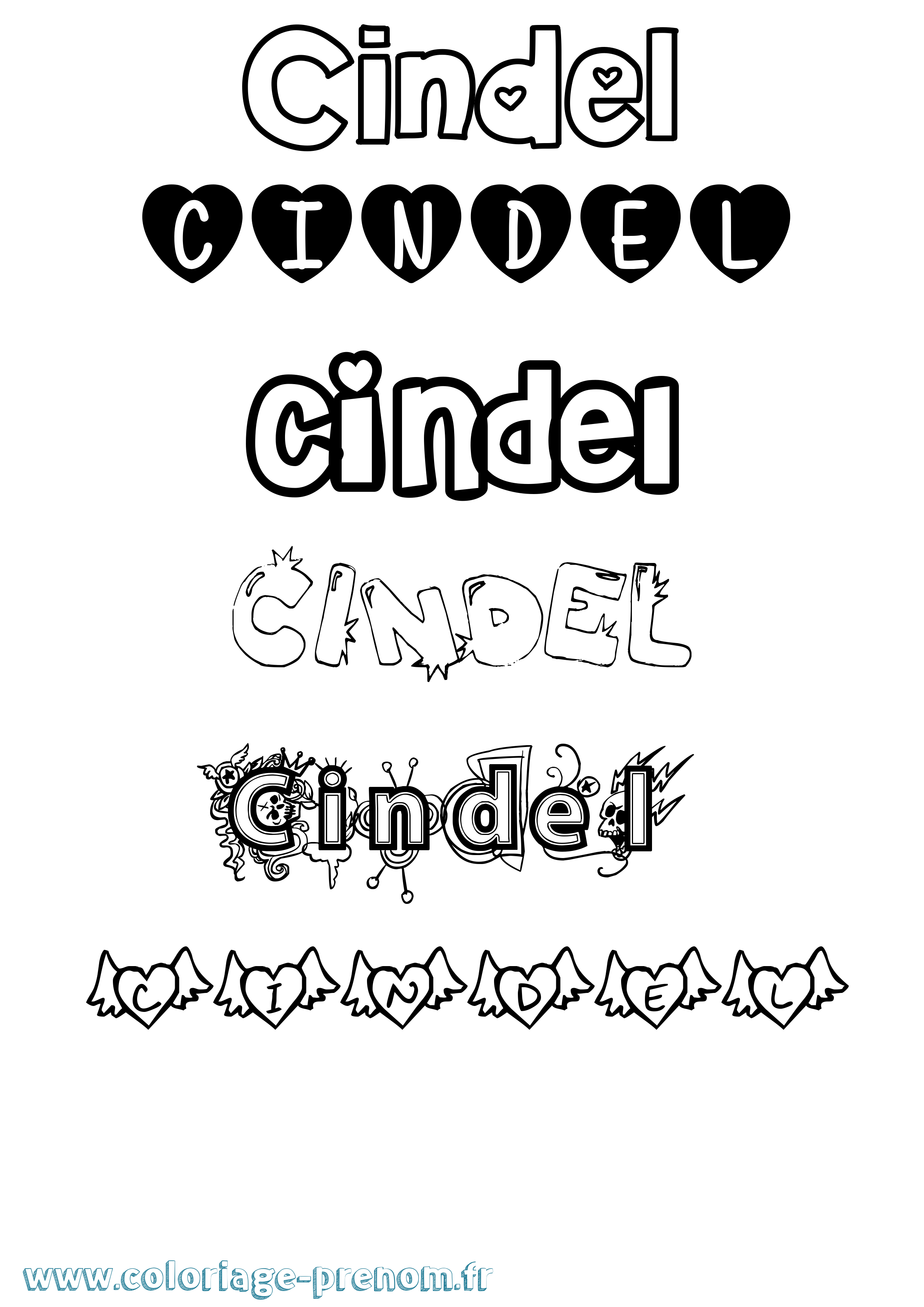 Coloriage Cindel Girly Coloriage prénom Cindel Girly