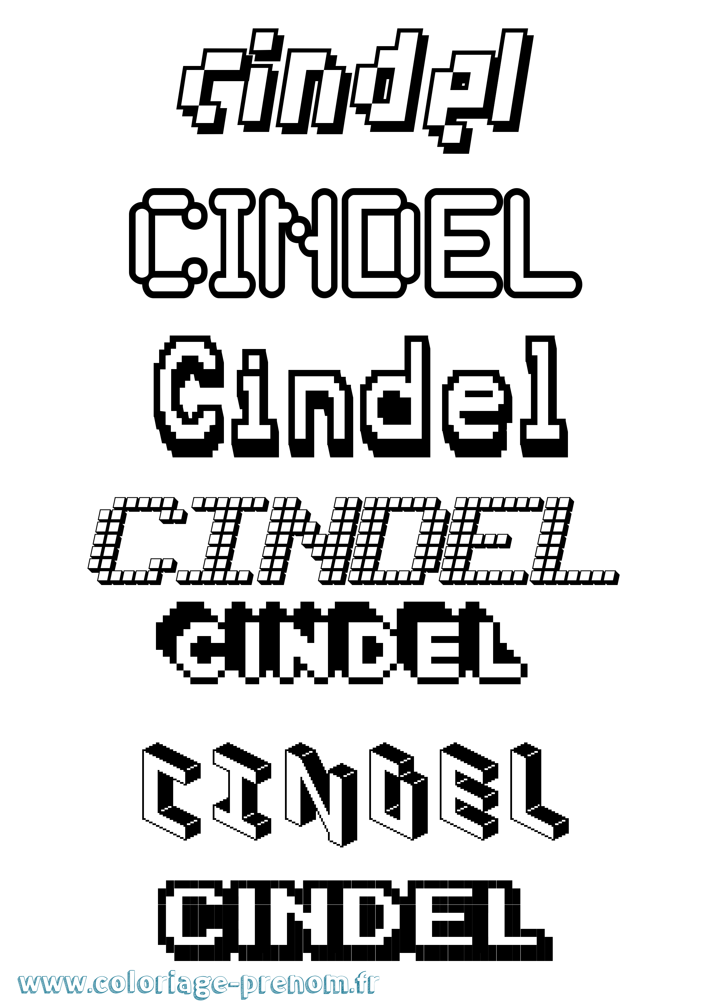 Coloriage Cindel Pixel Coloriage prénom Cindel Pixel