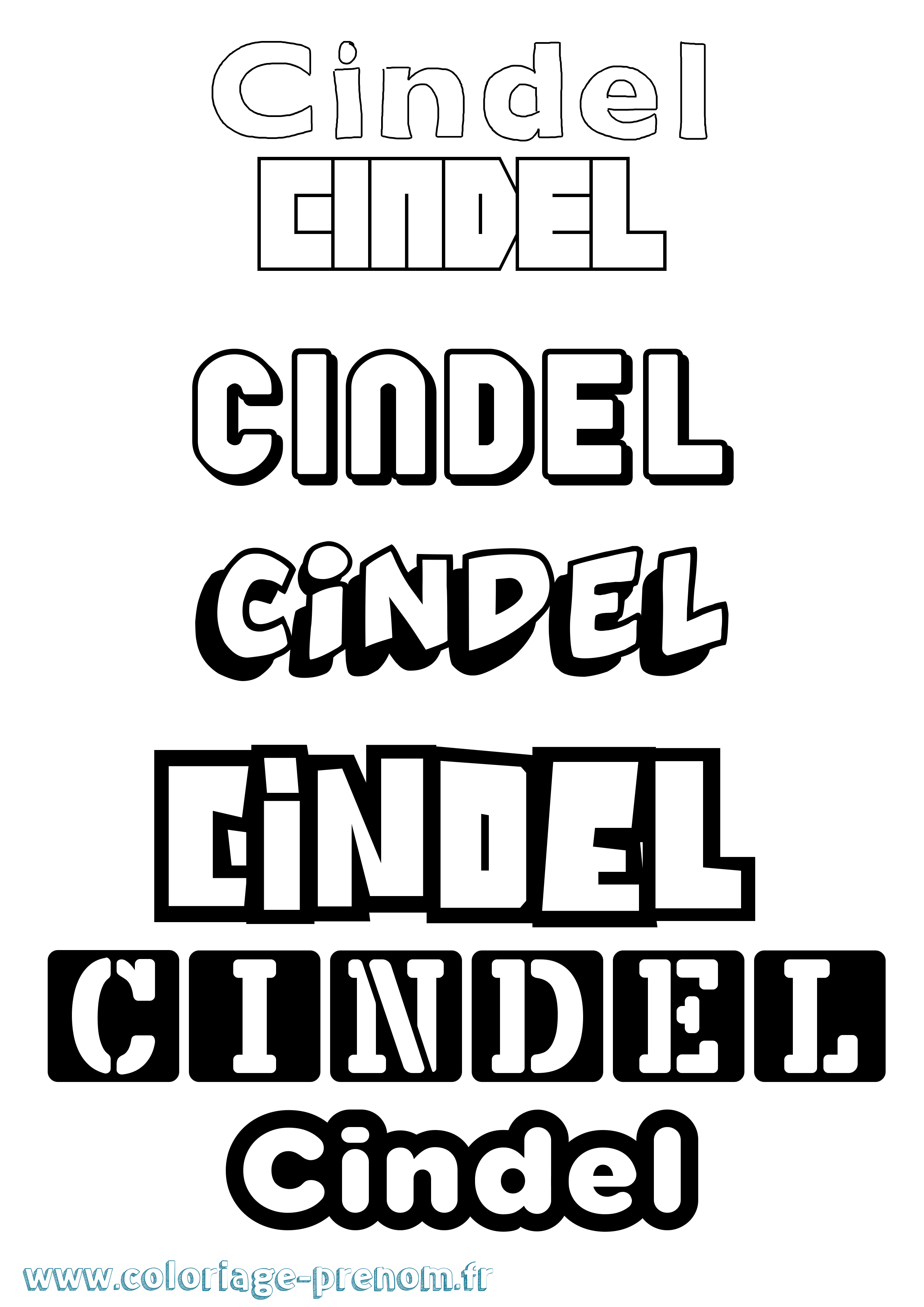 Coloriage Cindel Simple Coloriage prénom Cindel Simple