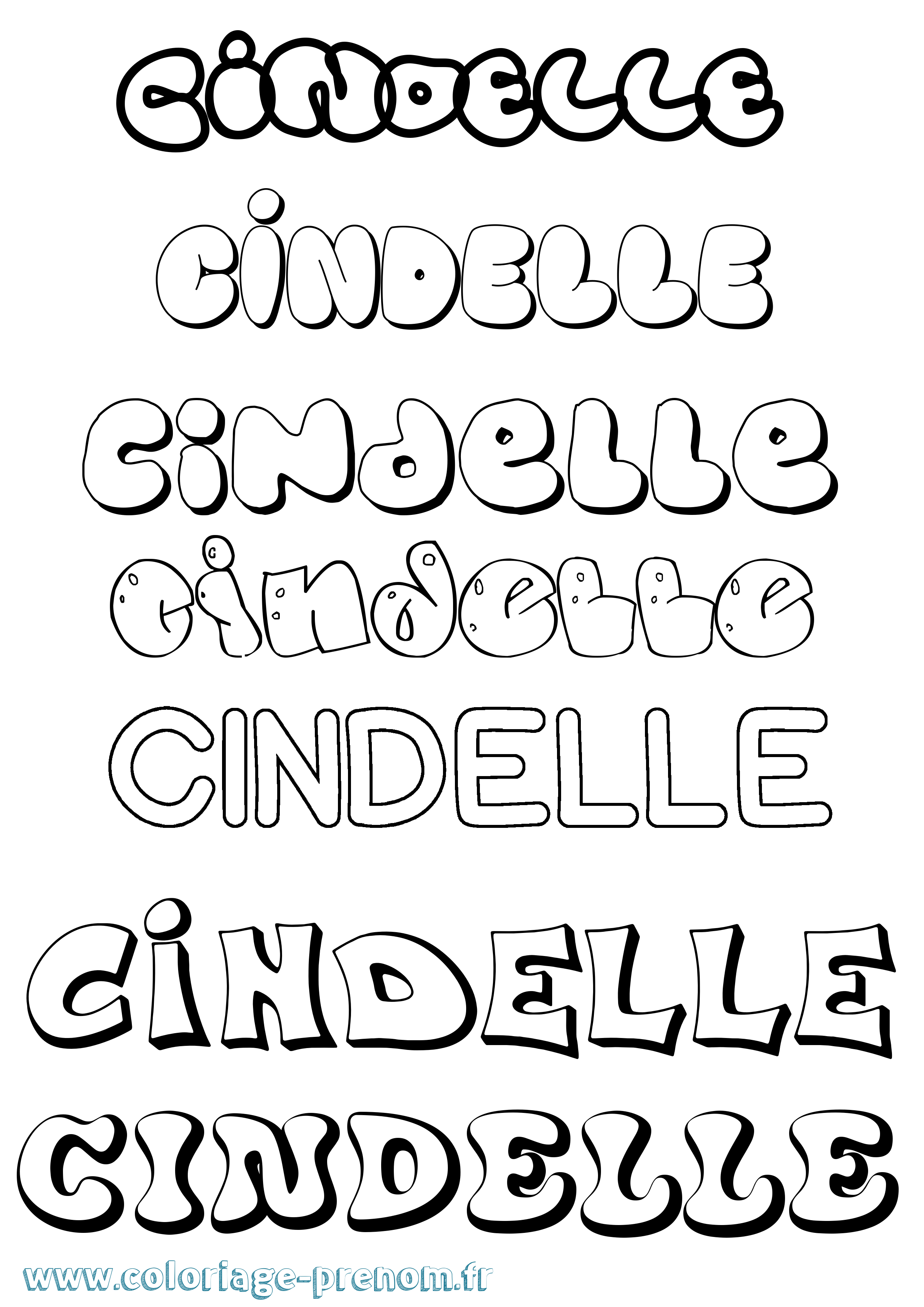 Coloriage Cindelle Bubble Coloriage prénom Cindelle Bubble