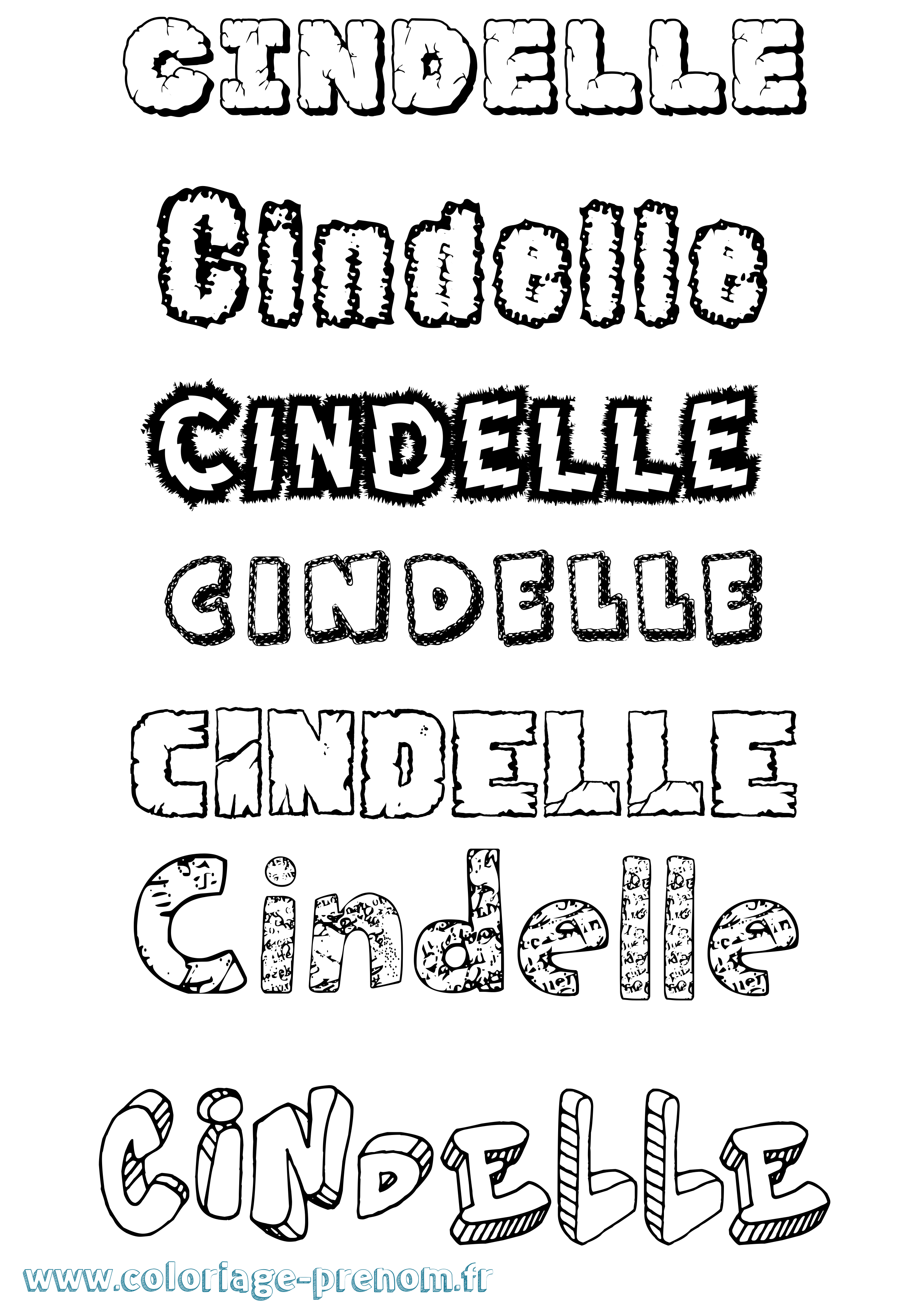Coloriage Cindelle Destructuré Coloriage prénom Cindelle Destructuré
