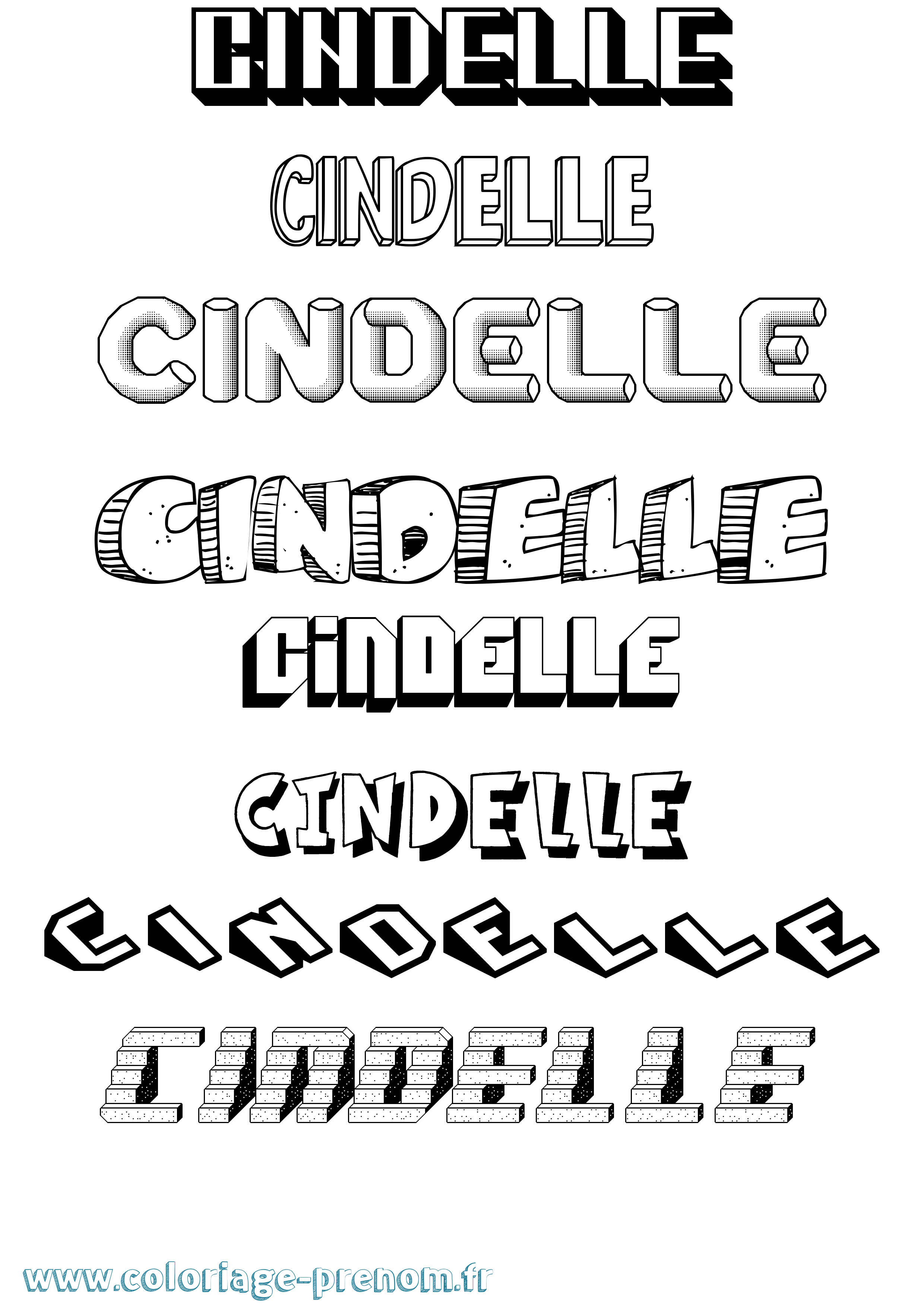 Coloriage Cindelle Effet 3D Coloriage prénom Cindelle Effet 3D