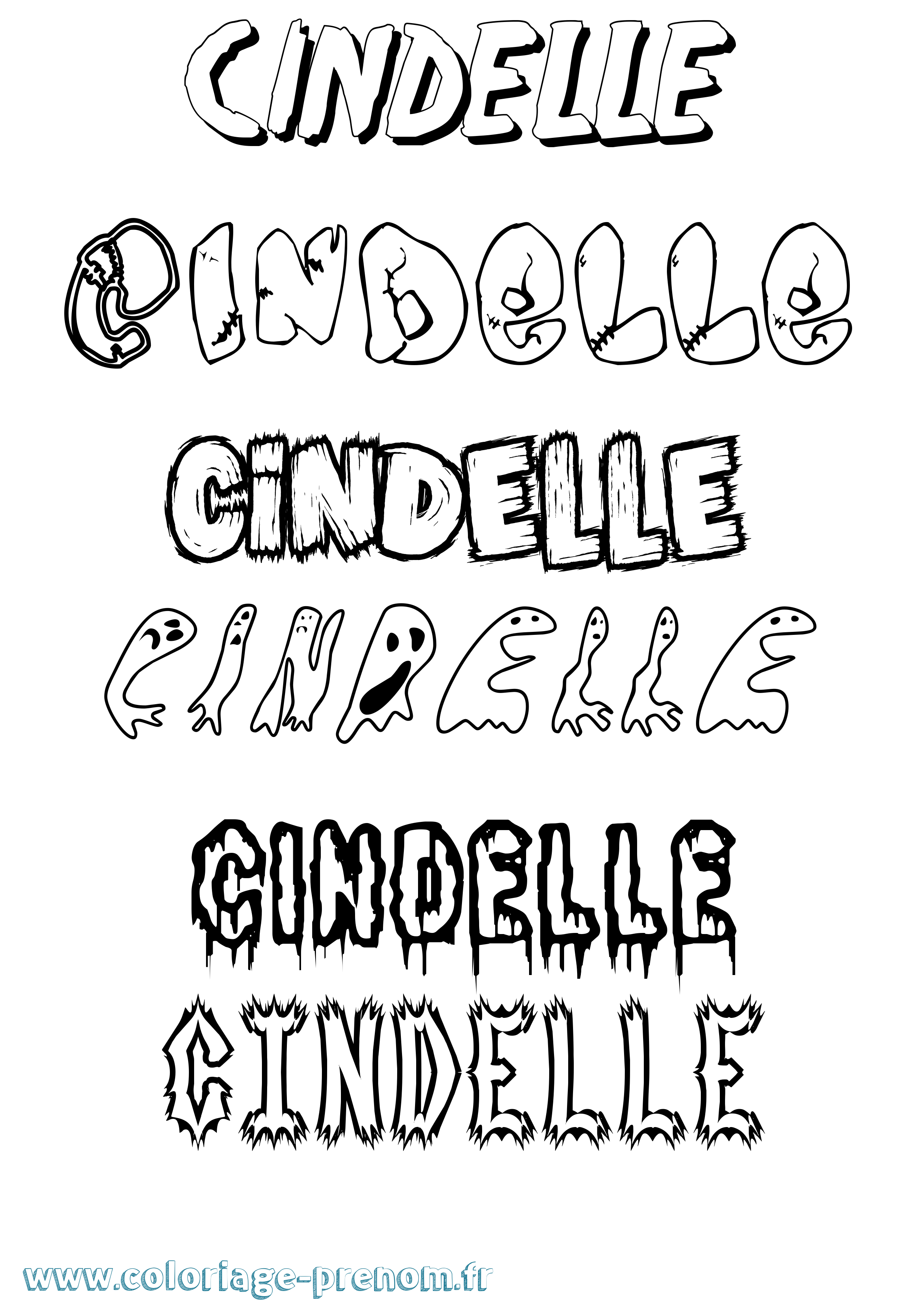 Coloriage Cindelle Frisson Coloriage prénom Cindelle Frisson