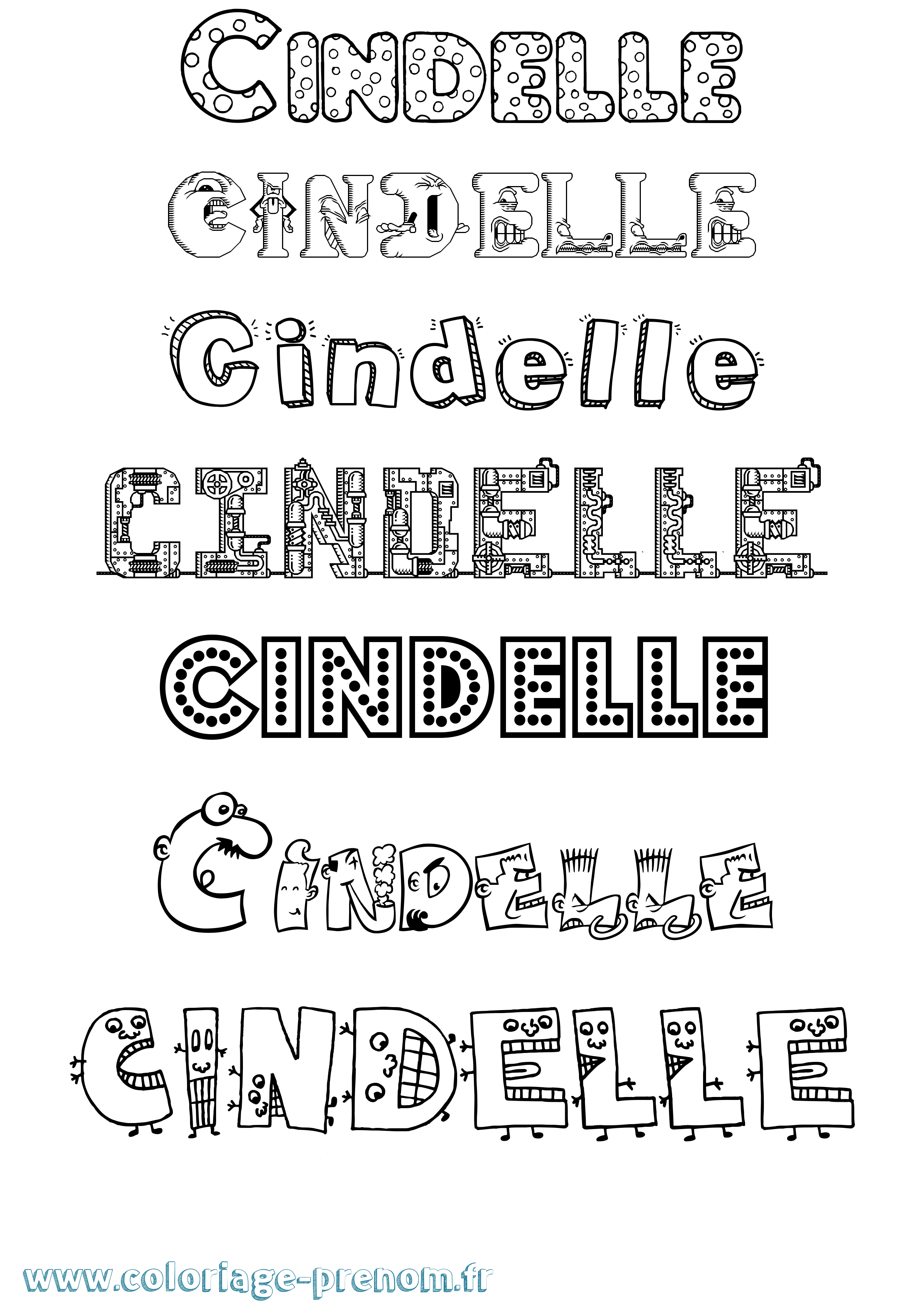 Coloriage Cindelle Fun Coloriage prénom Cindelle Fun