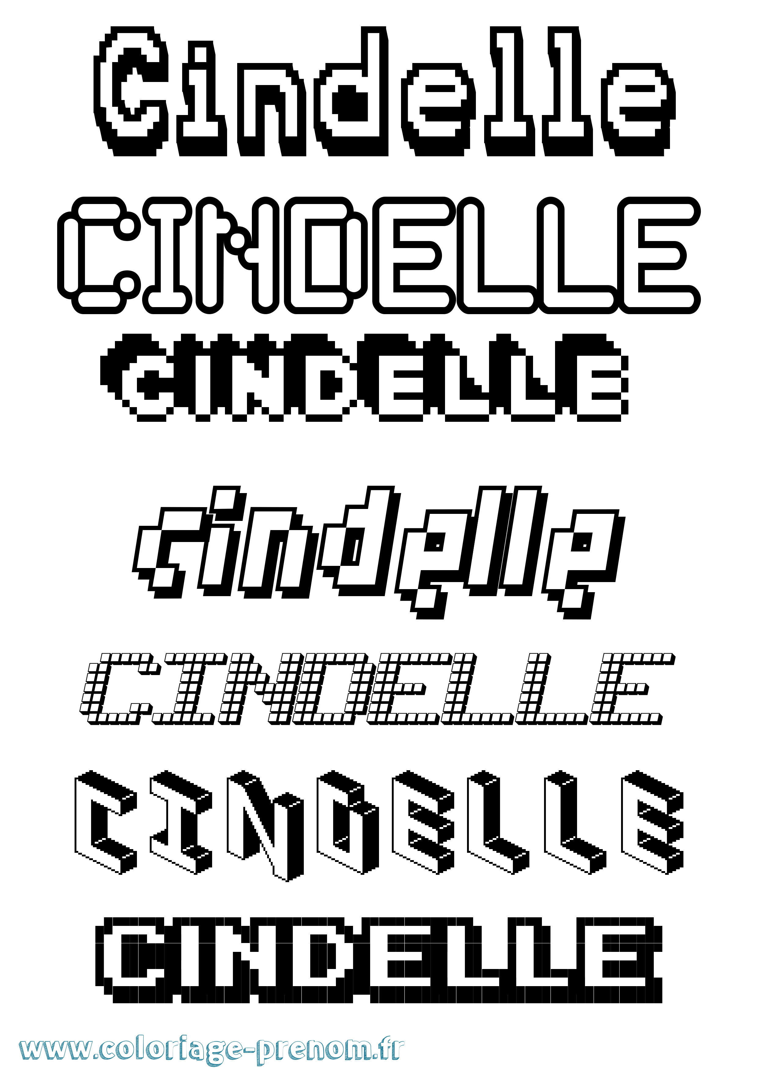 Coloriage Cindelle Pixel Coloriage prénom Cindelle Pixel