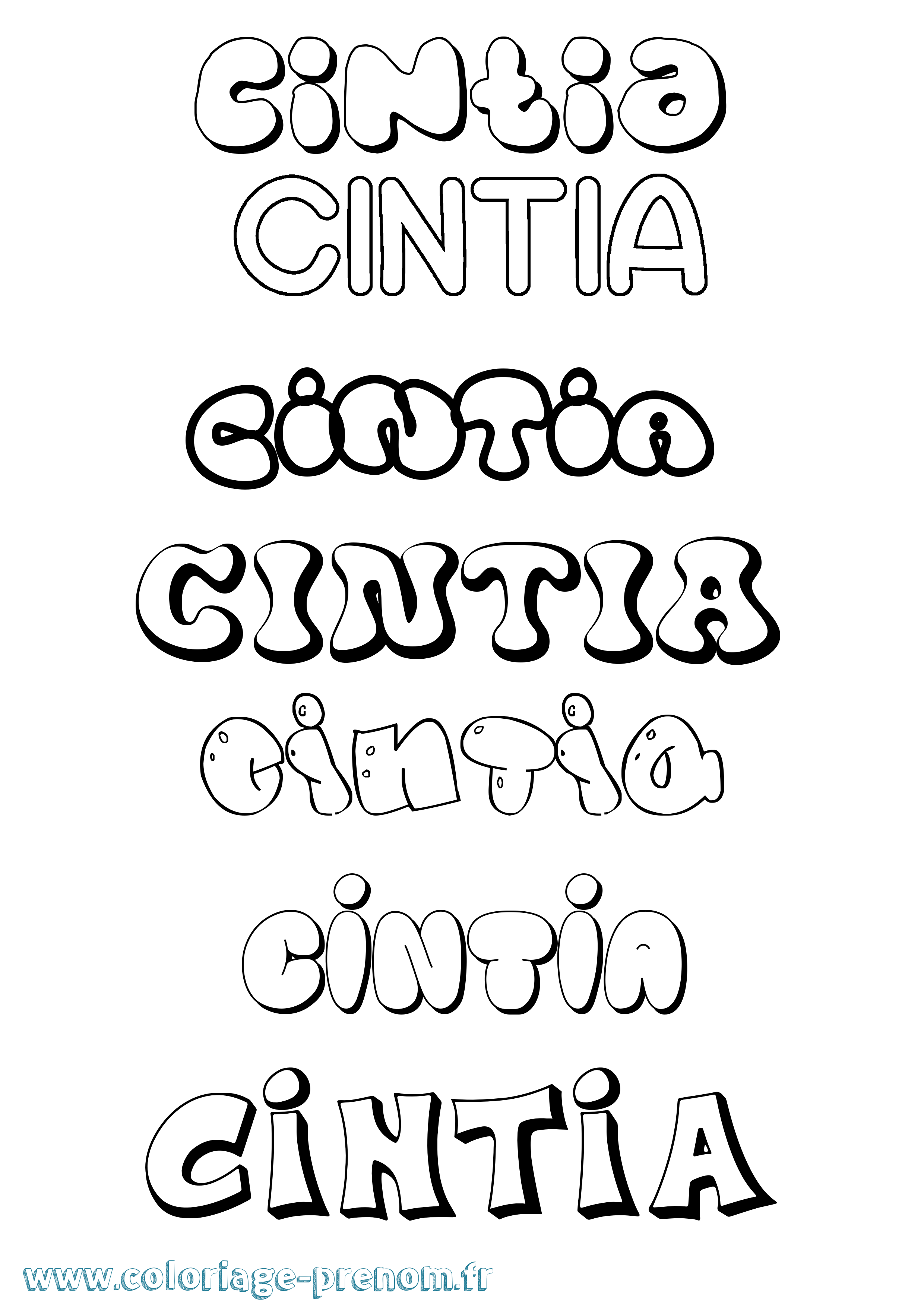 Coloriage Cintia Bubble Coloriage prénom Cintia Bubble