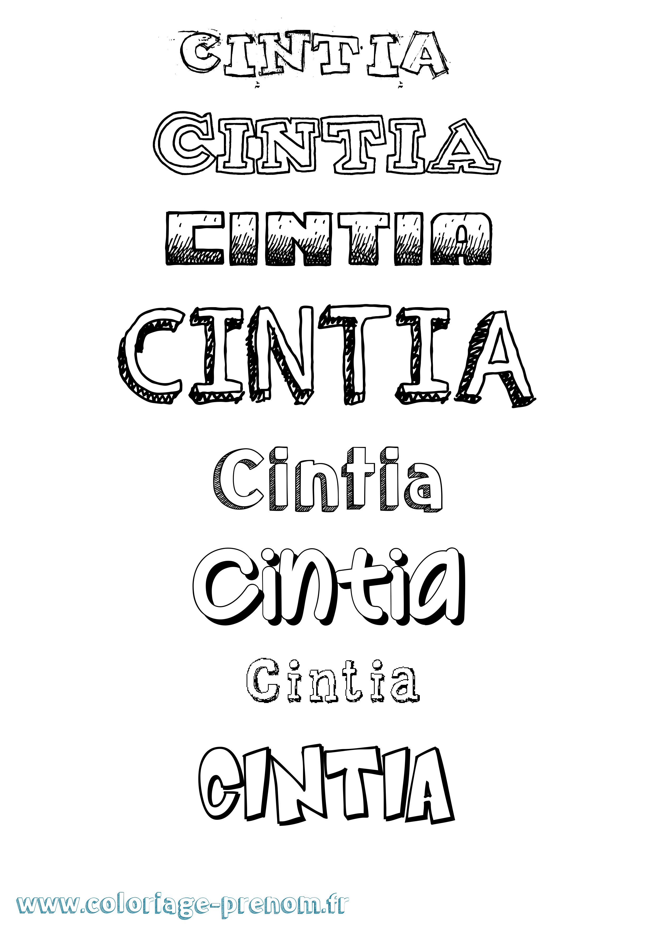 Coloriage Cintia Dessiné Coloriage prénom Cintia Dessiné