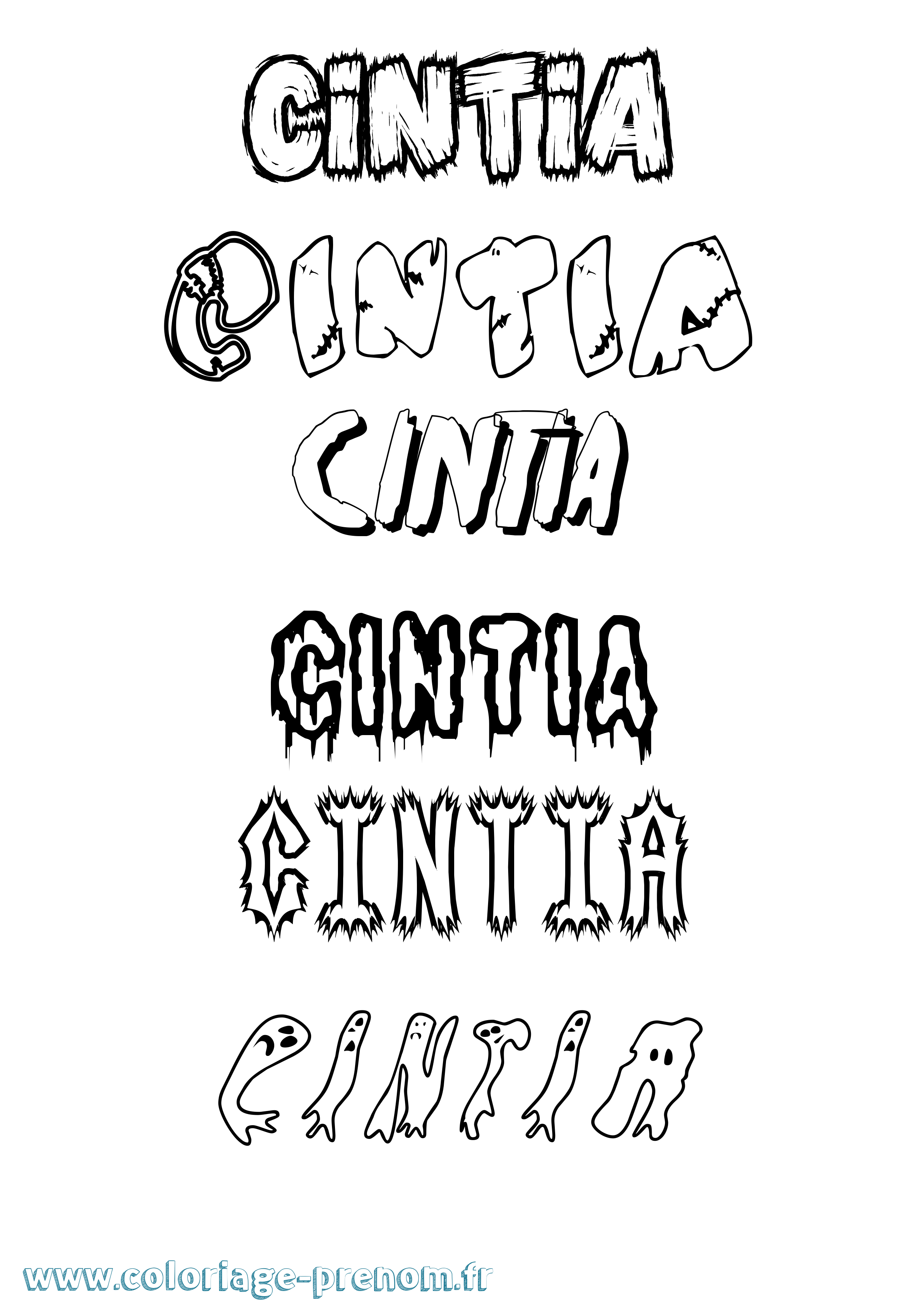 Coloriage Cintia Frisson Coloriage prénom Cintia Frisson