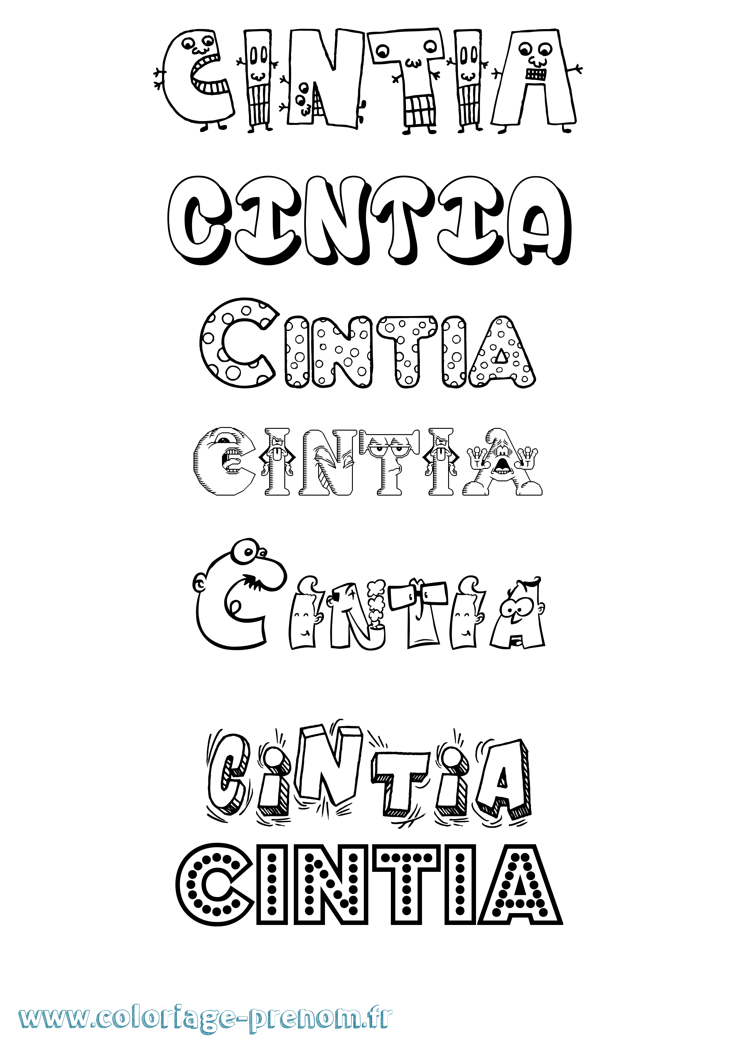 Coloriage Cintia Fun Coloriage prénom Cintia Fun