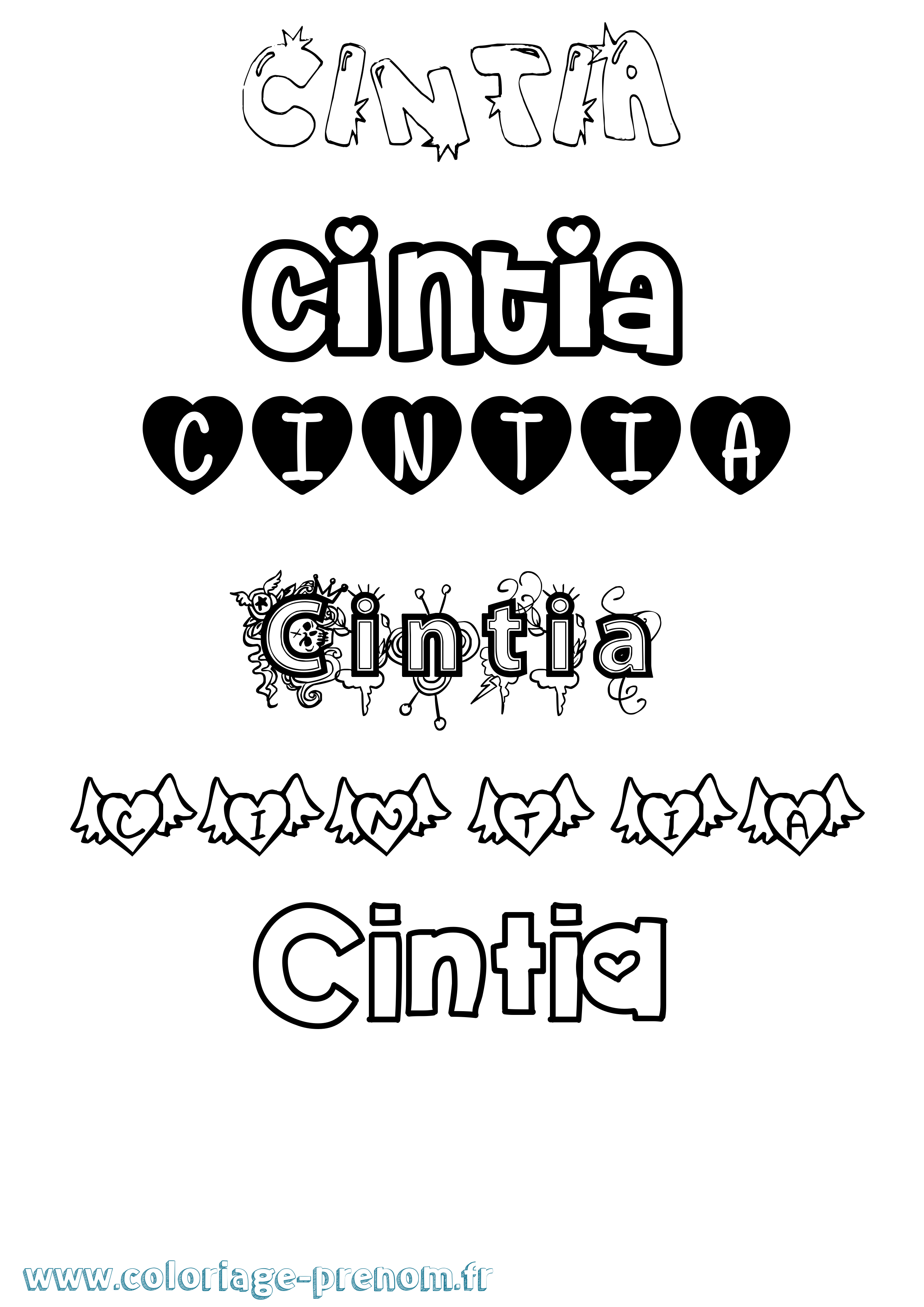 Coloriage Cintia Girly Coloriage prénom Cintia Girly