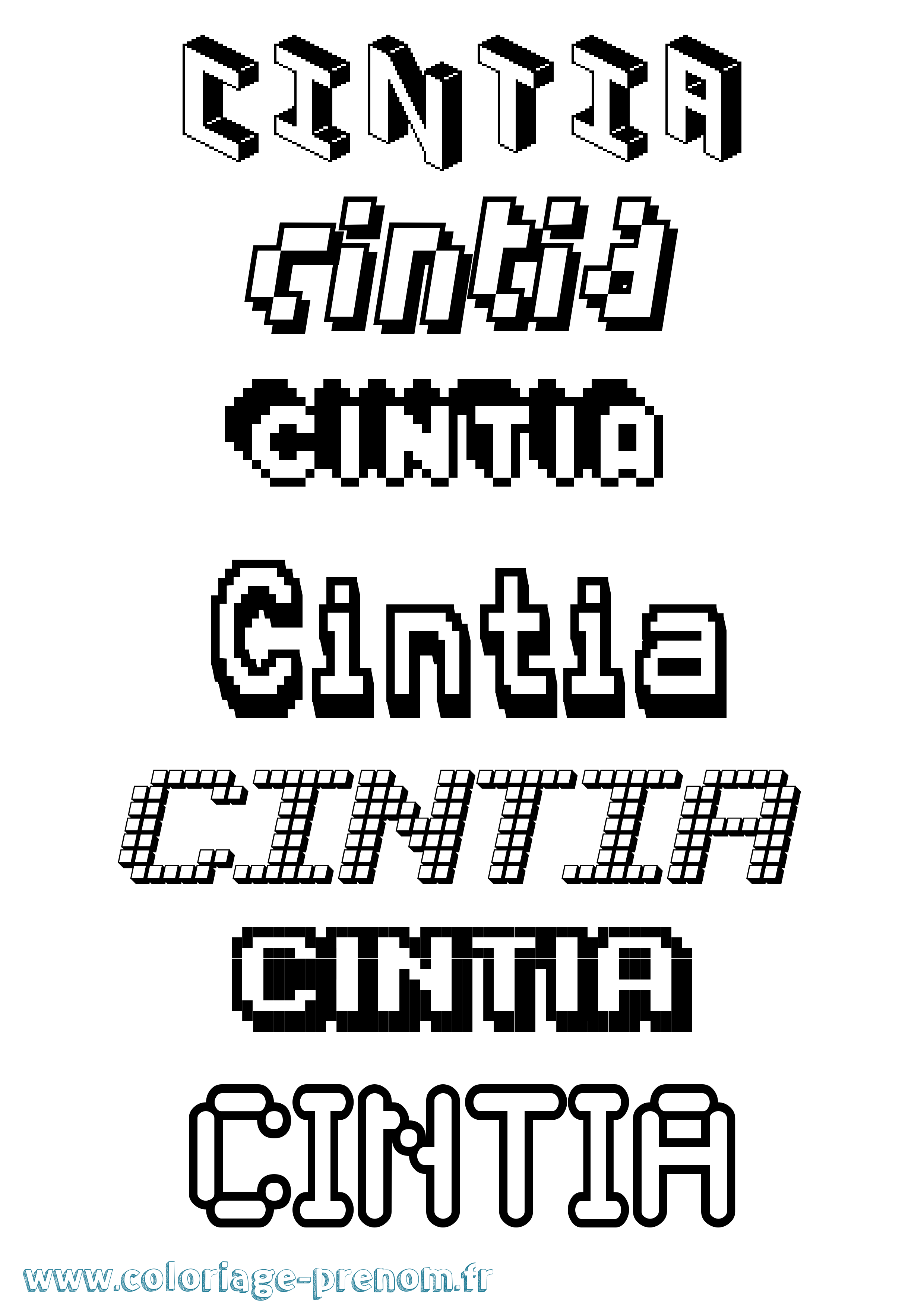 Coloriage Cintia Pixel Coloriage prénom Cintia Pixel