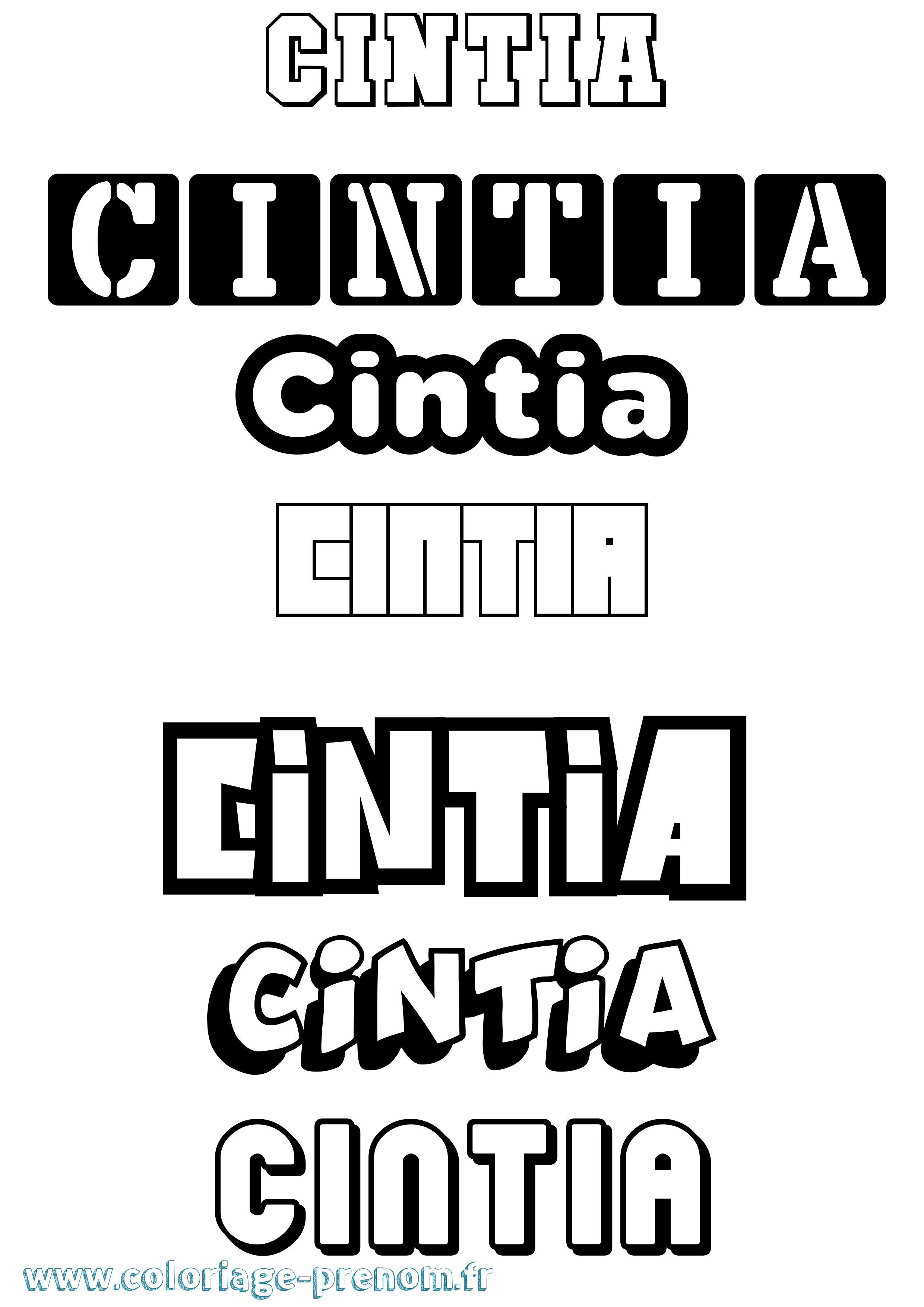 Coloriage Cintia Simple Coloriage prénom Cintia Simple