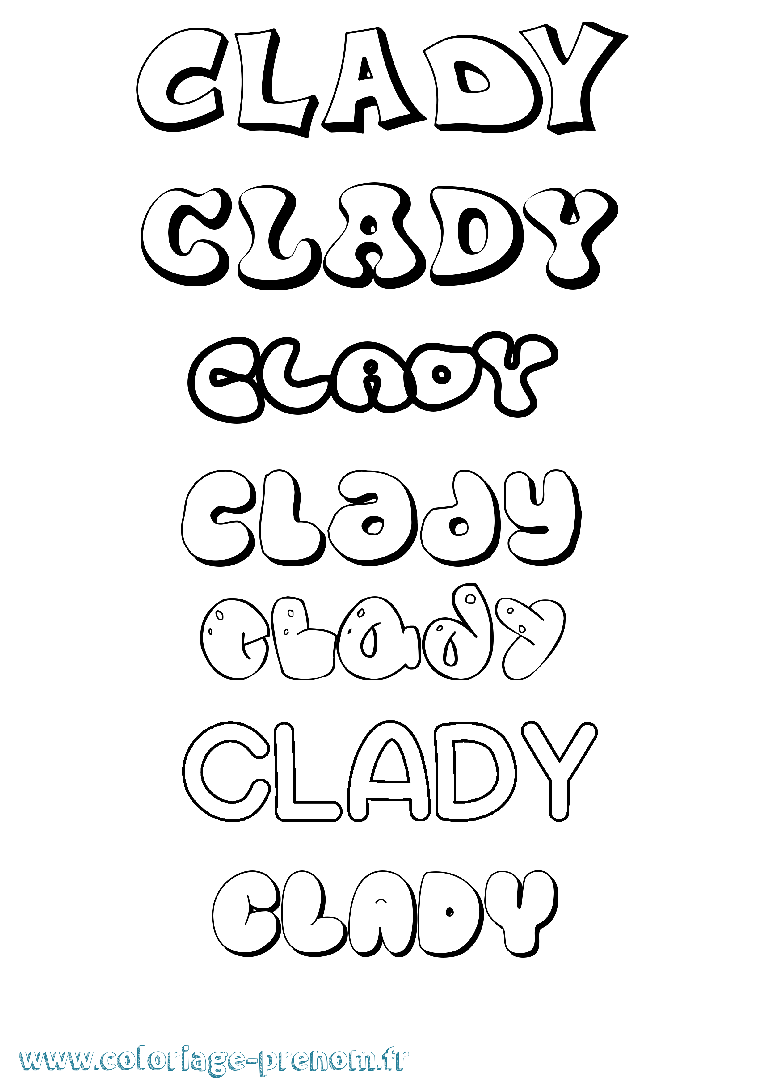 Coloriage Clady Bubble Coloriage prénom Clady Bubble
