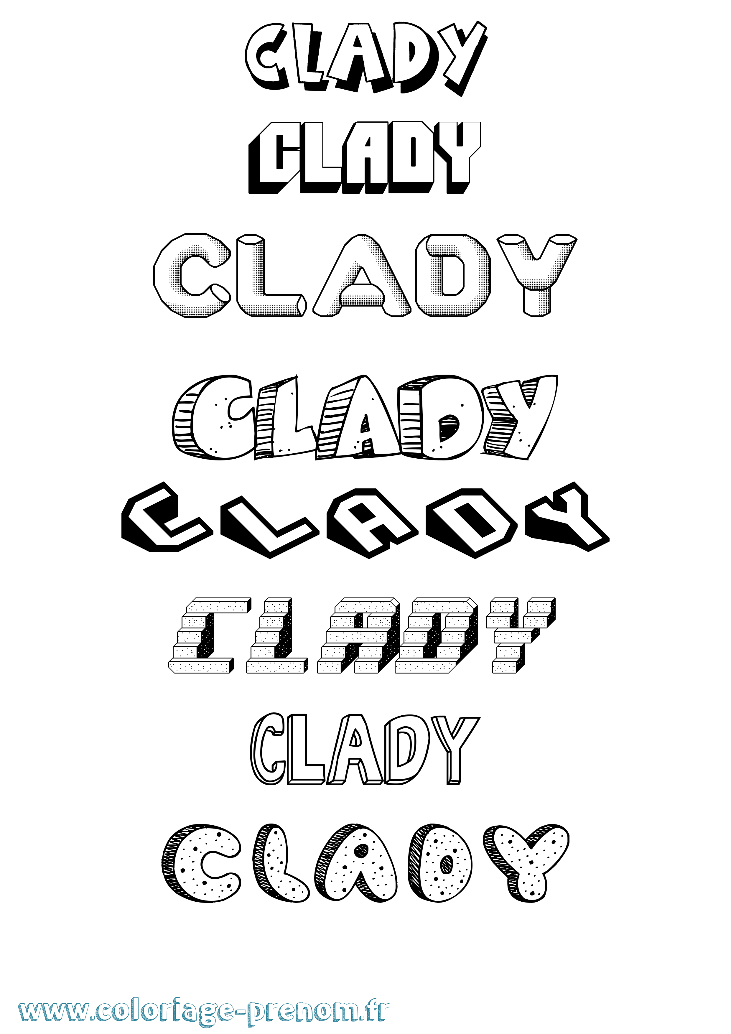 Coloriage Clady Effet 3D Coloriage prénom Clady Effet 3D