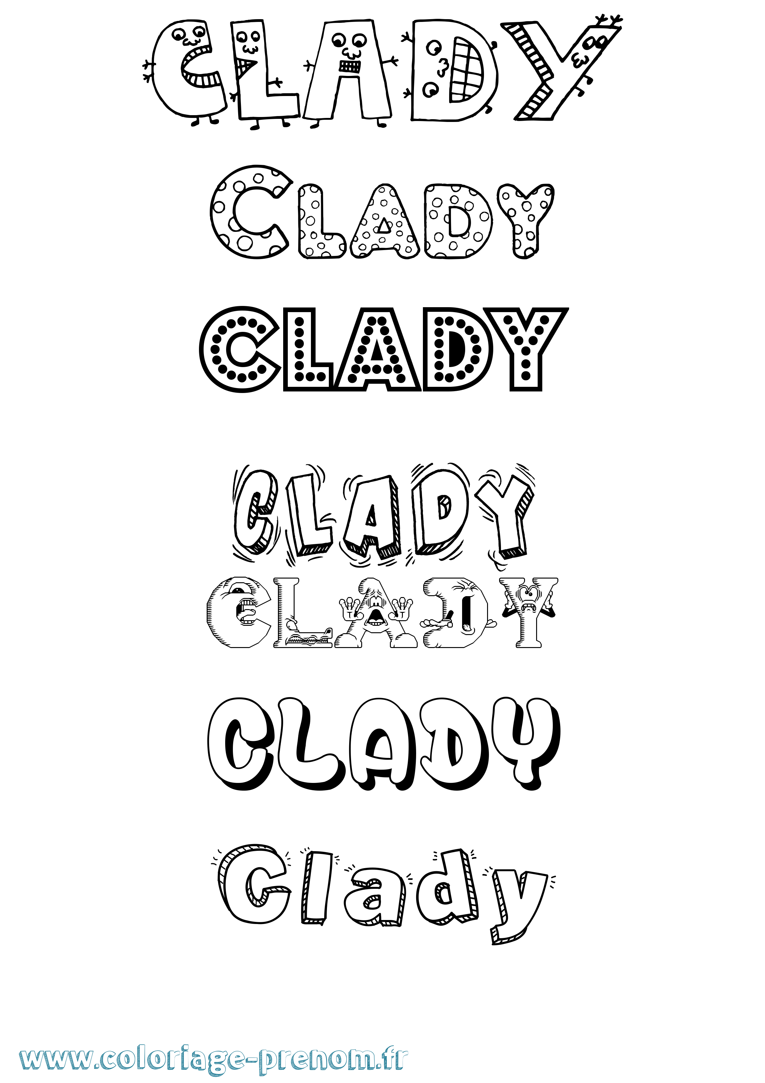 Coloriage Clady Fun Coloriage prénom Clady Fun
