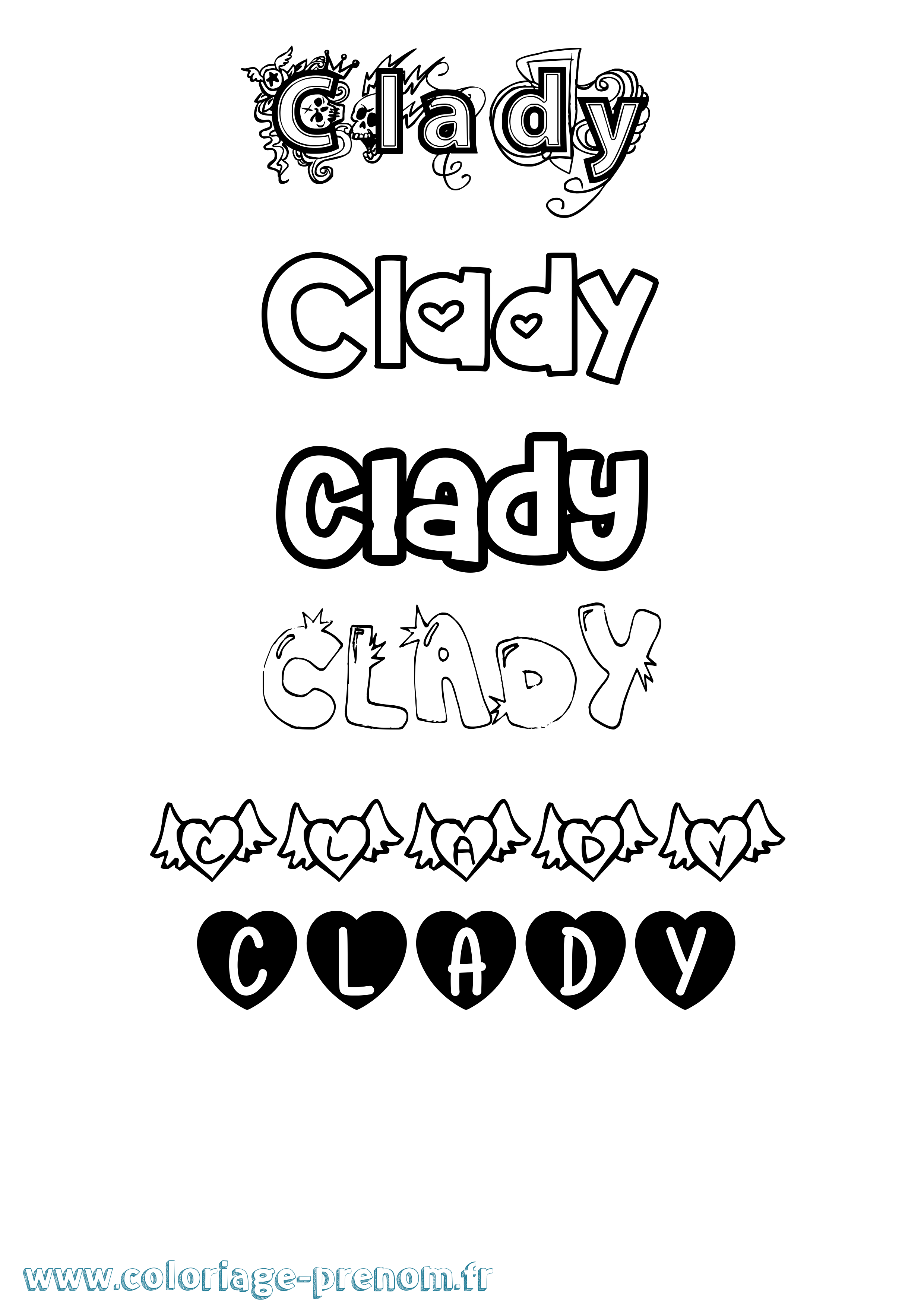 Coloriage Clady Girly Coloriage prénom Clady Girly