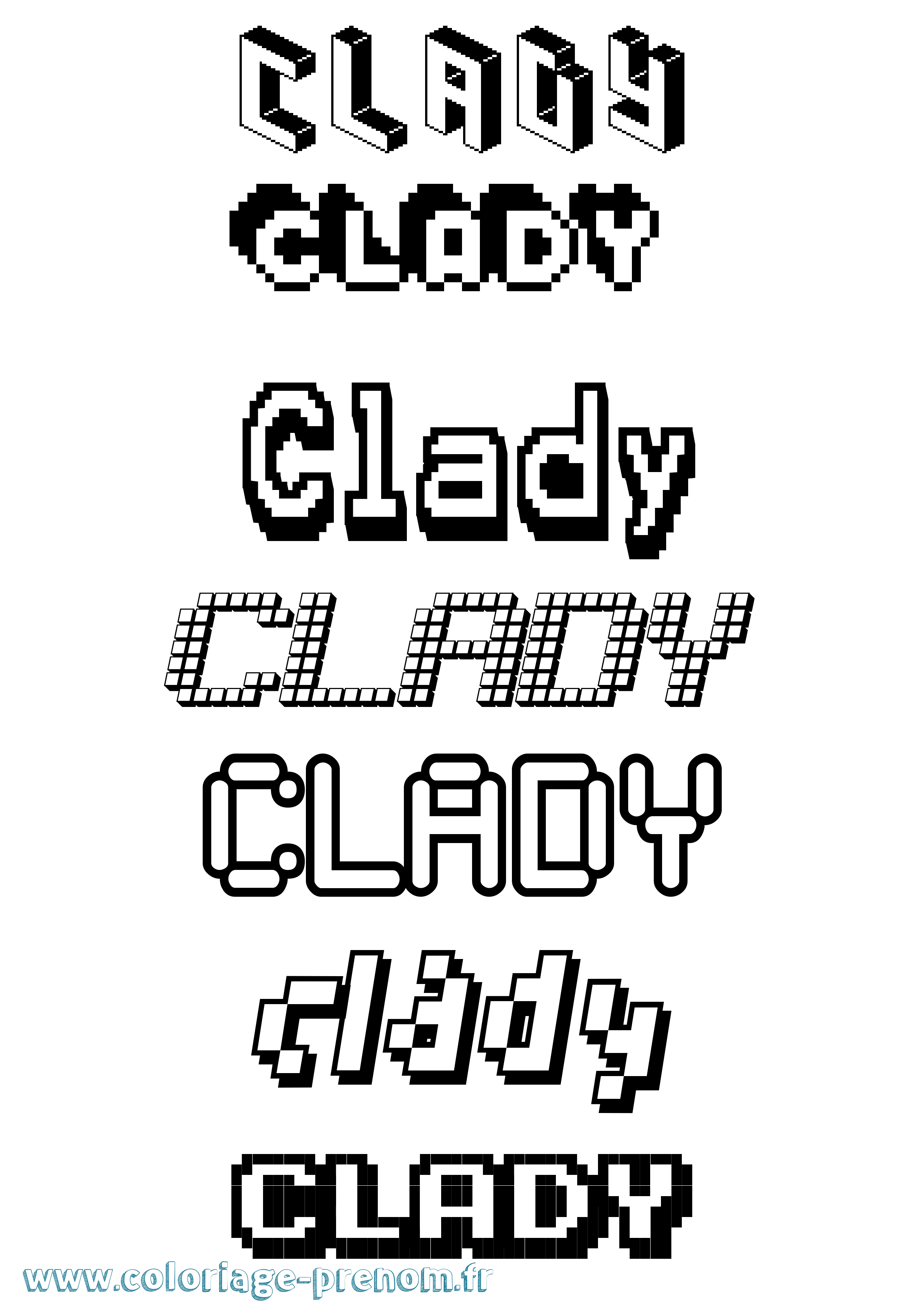 Coloriage Clady Pixel Coloriage prénom Clady Pixel