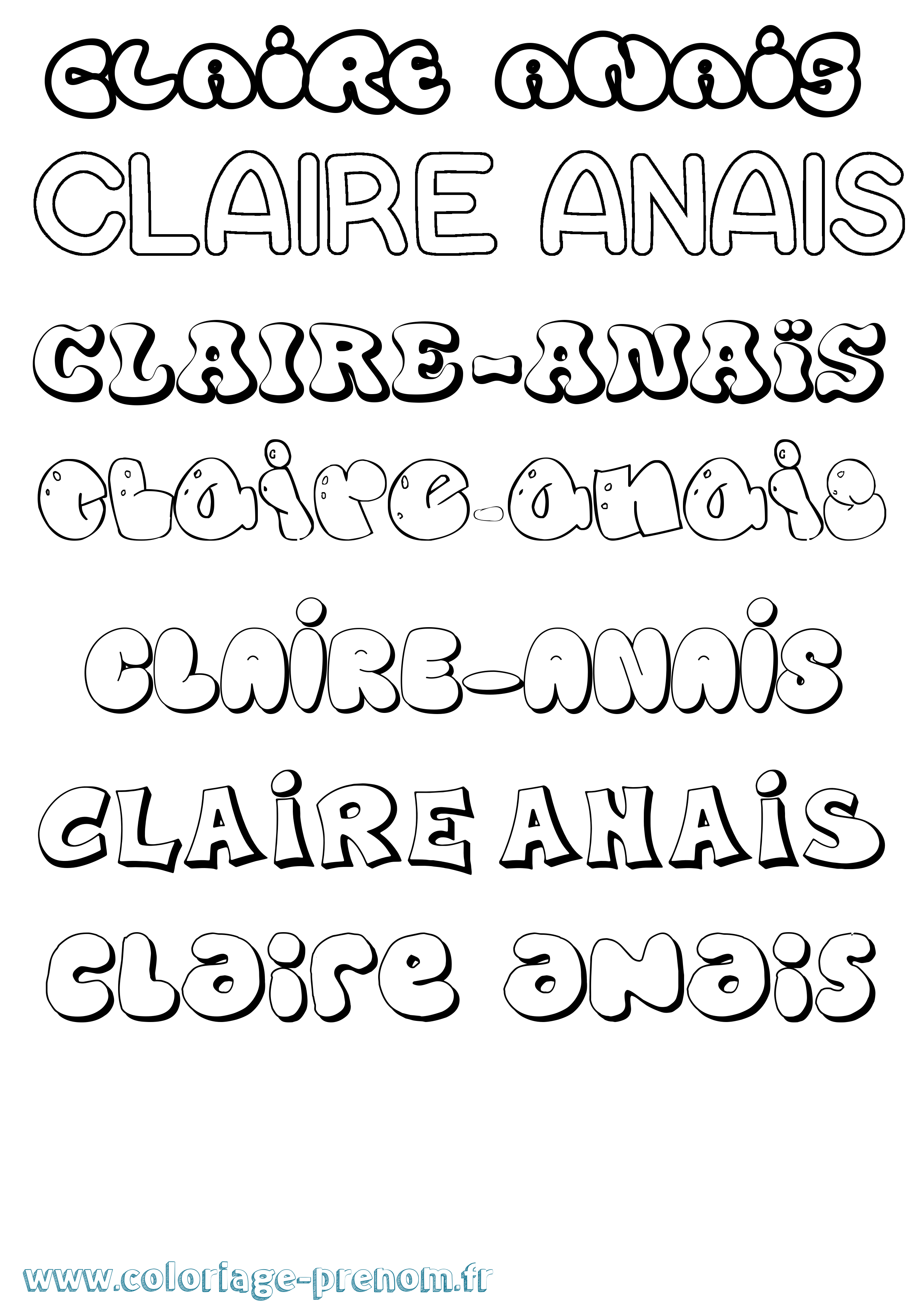 Coloriage Claire-Anaïs Bubble Coloriage prénom Claire-Anaïs Bubble
