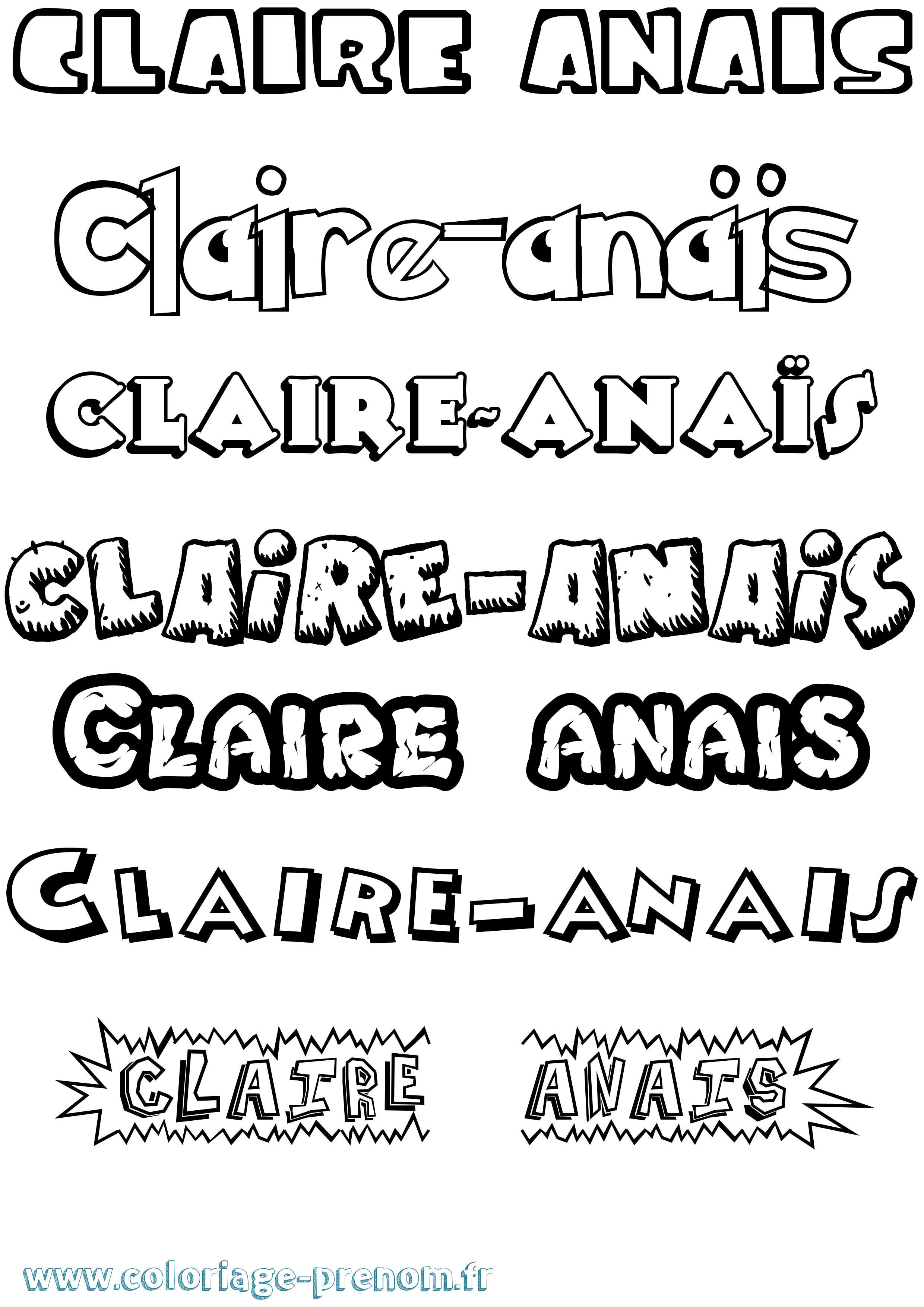 Coloriage Claire-Anaïs Dessin Animé Coloriage prénom Claire-Anaïs Dessin Animé
