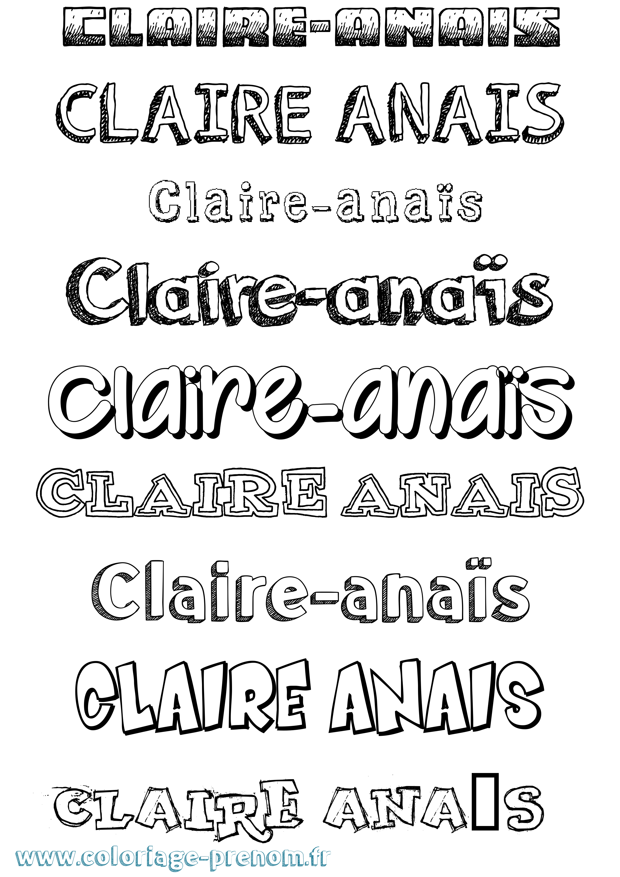 Coloriage Claire-Anaïs Dessiné Coloriage prénom Claire-Anaïs Dessiné