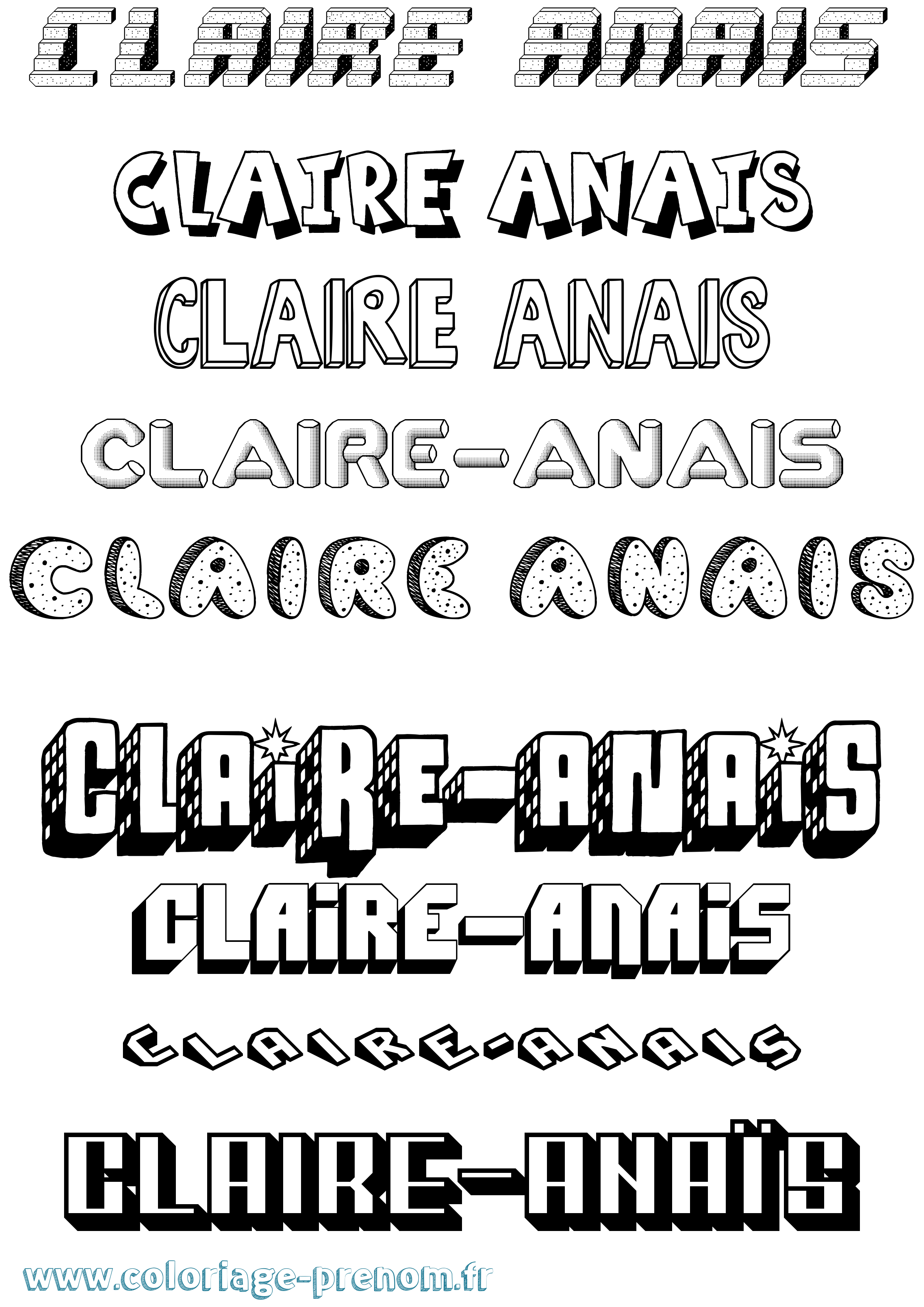 Coloriage Claire-Anaïs Effet 3D Coloriage prénom Claire-Anaïs Effet 3D