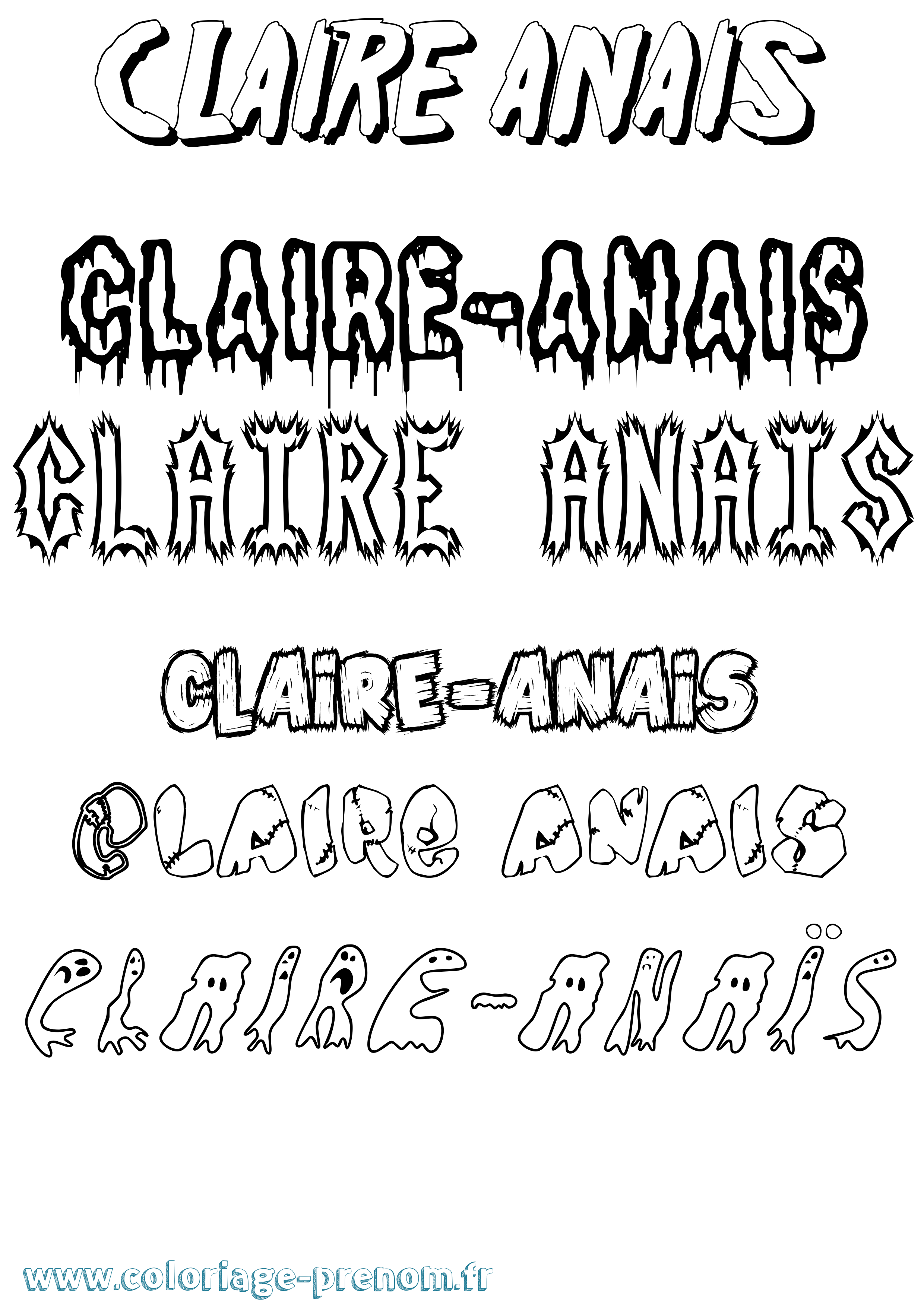 Coloriage Claire-Anaïs Frisson Coloriage prénom Claire-Anaïs Frisson