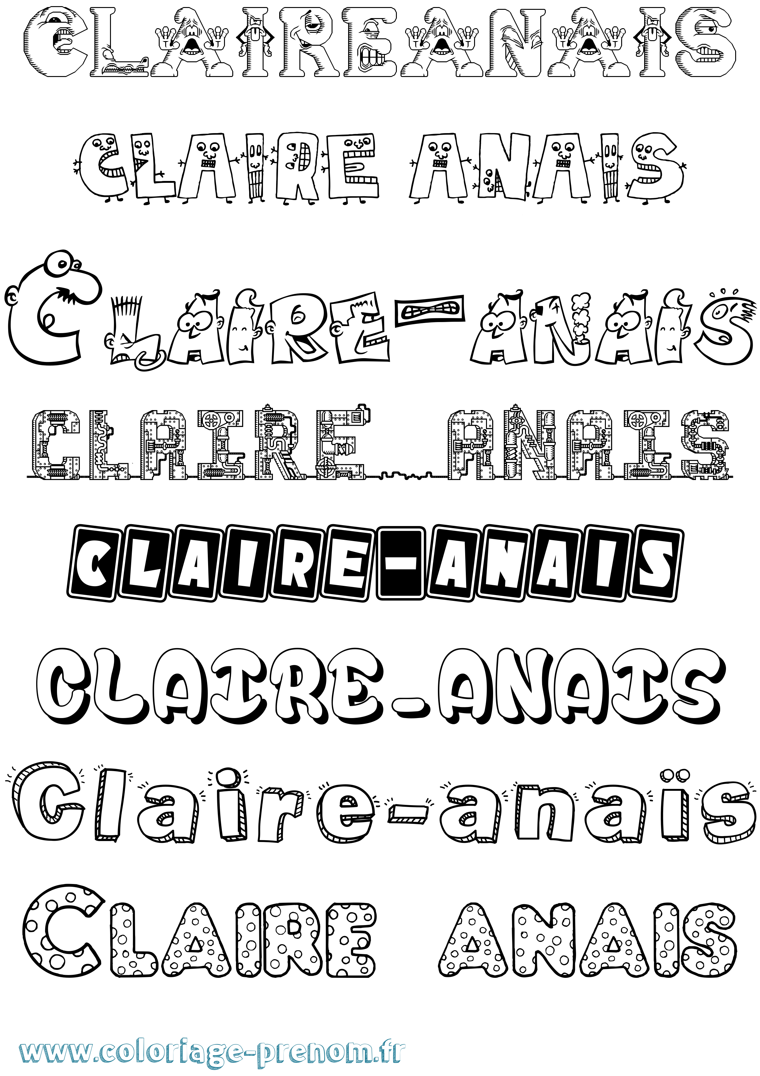 Coloriage Claire-Anaïs Fun Coloriage prénom Claire-Anaïs Fun