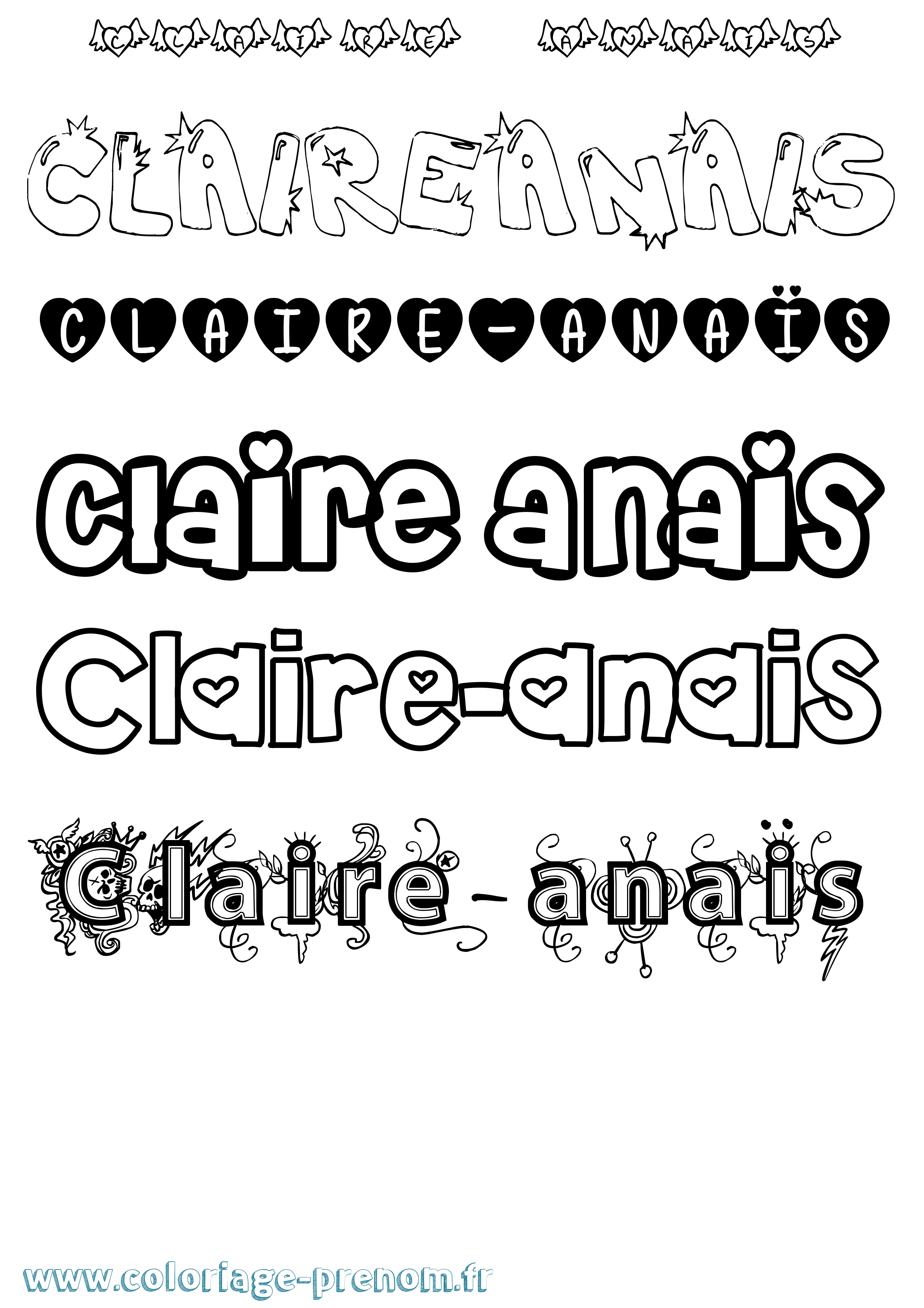 Coloriage Claire-Anaïs Girly Coloriage prénom Claire-Anaïs Girly